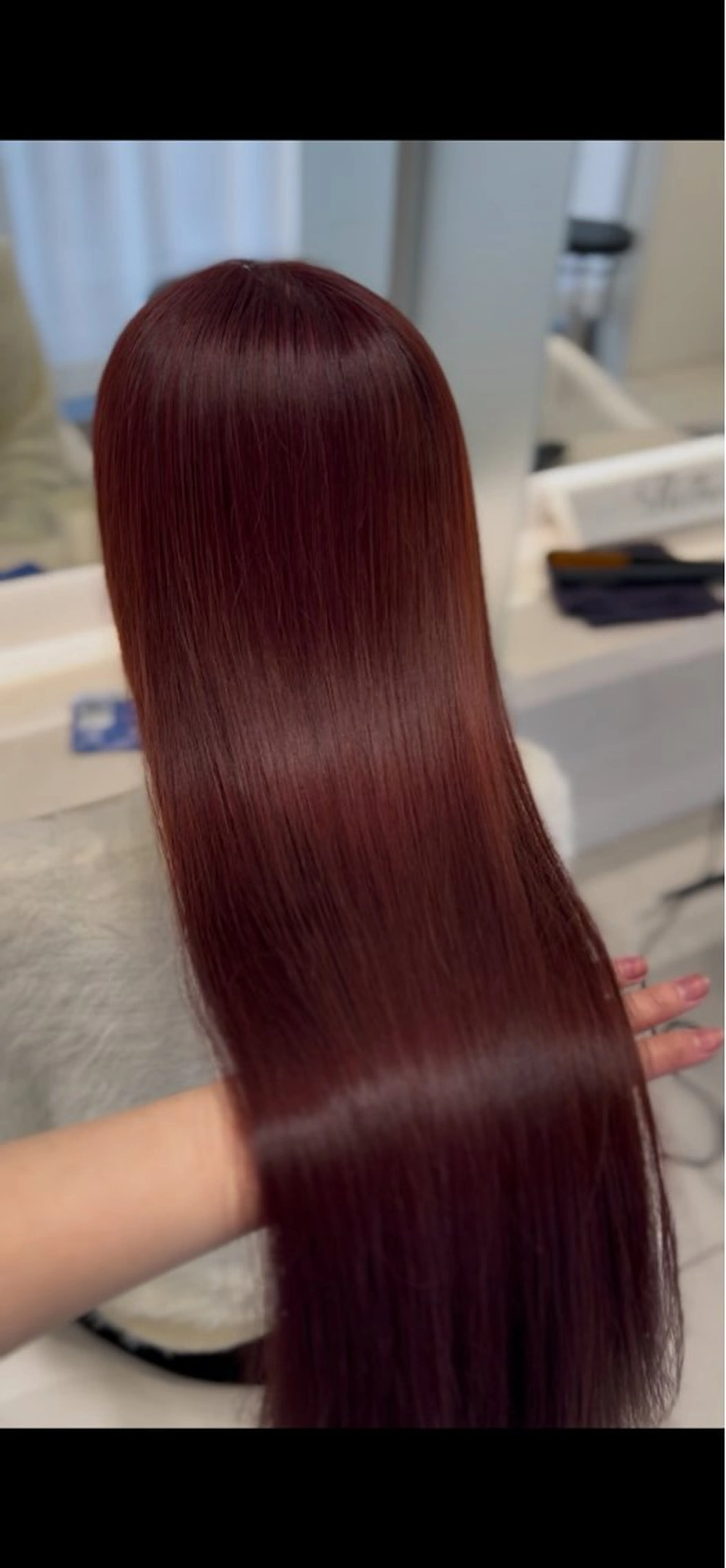 ロング カラー レッドカラー COA PLUS CHIBA所属・きょうか/ 縮毛矯正/艶カラーのヘアスタイル