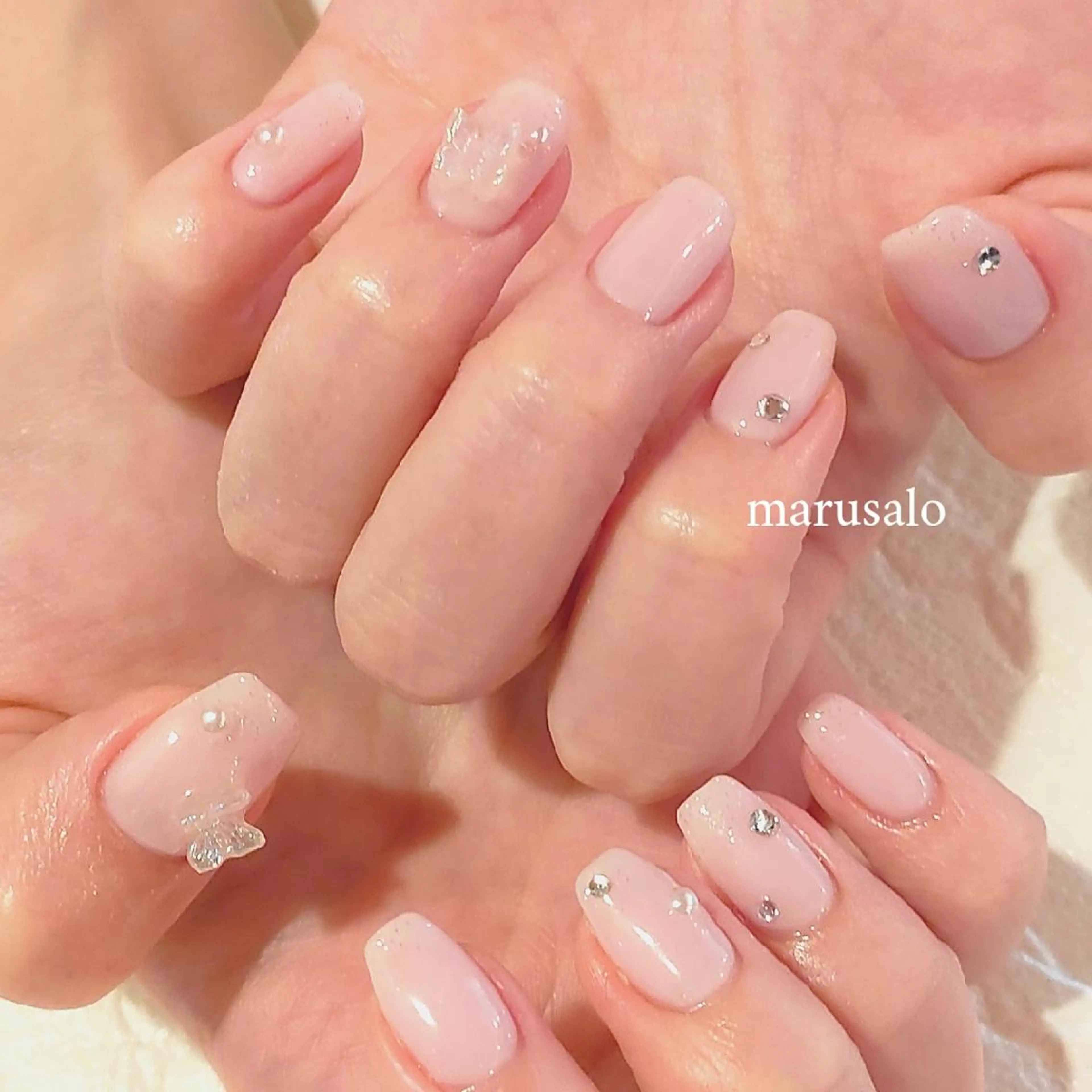 ネイル アートネイル 韓国ネイル ワンカラーネイル ピンク ピンクベージュ ハンドネイル marusalo nailのネイルデザイン