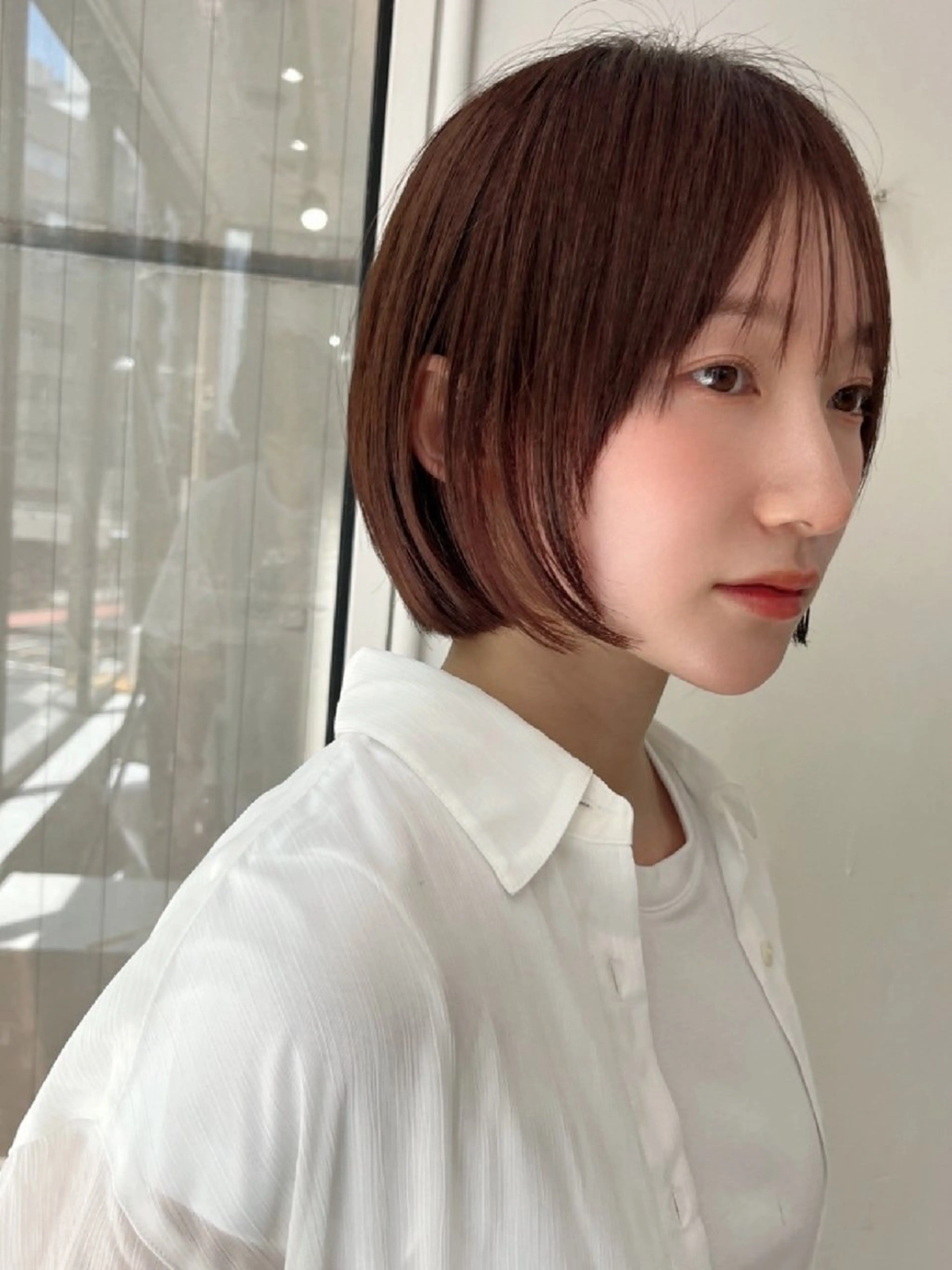 ショート カラー ボブ ショートヘア カット ヘアカラー トリートメント HONEY渋谷 髪質改善/レイヤーのヘアスタイル