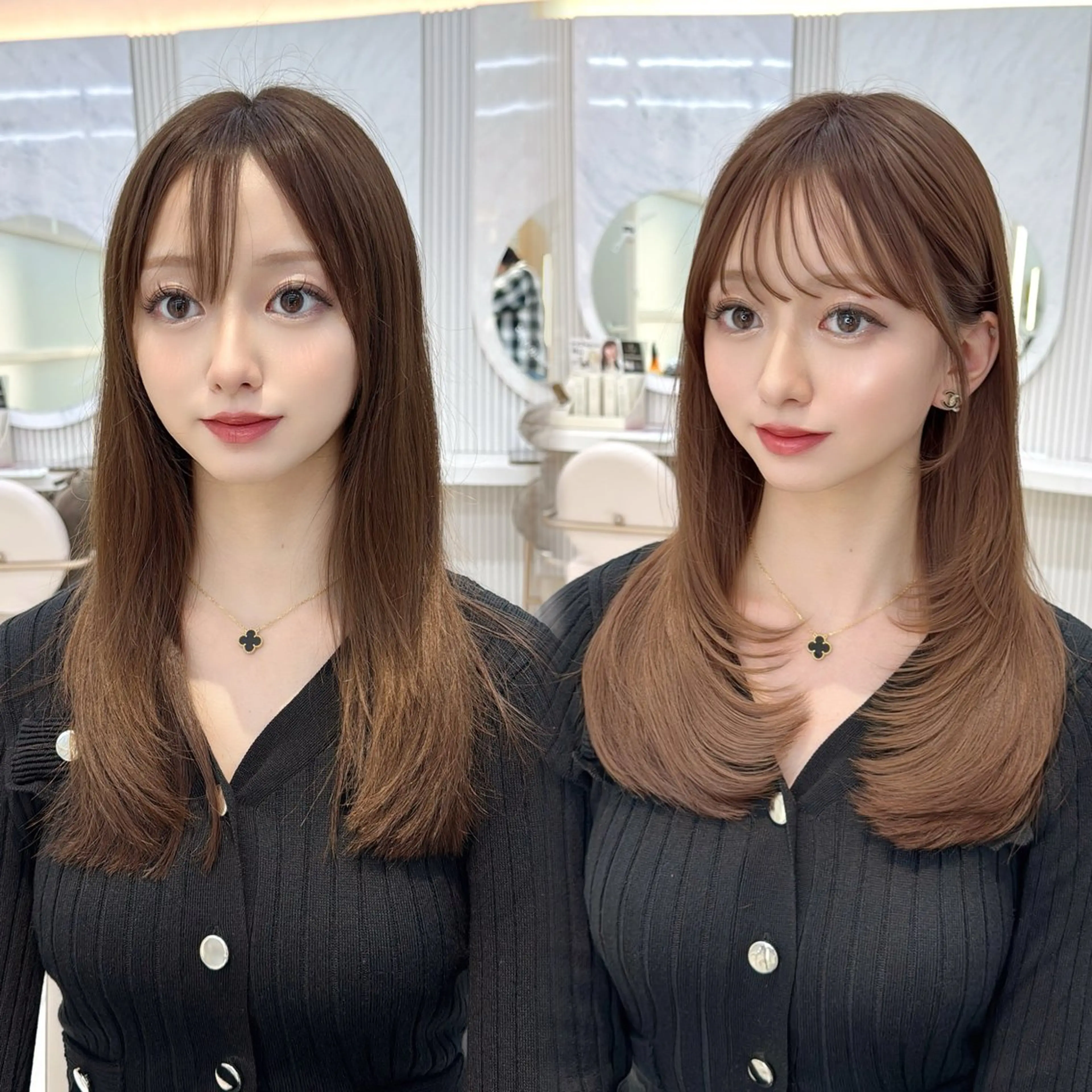 セミロング レイヤーカット/ 顔まわり/アオイのヘアスタイル