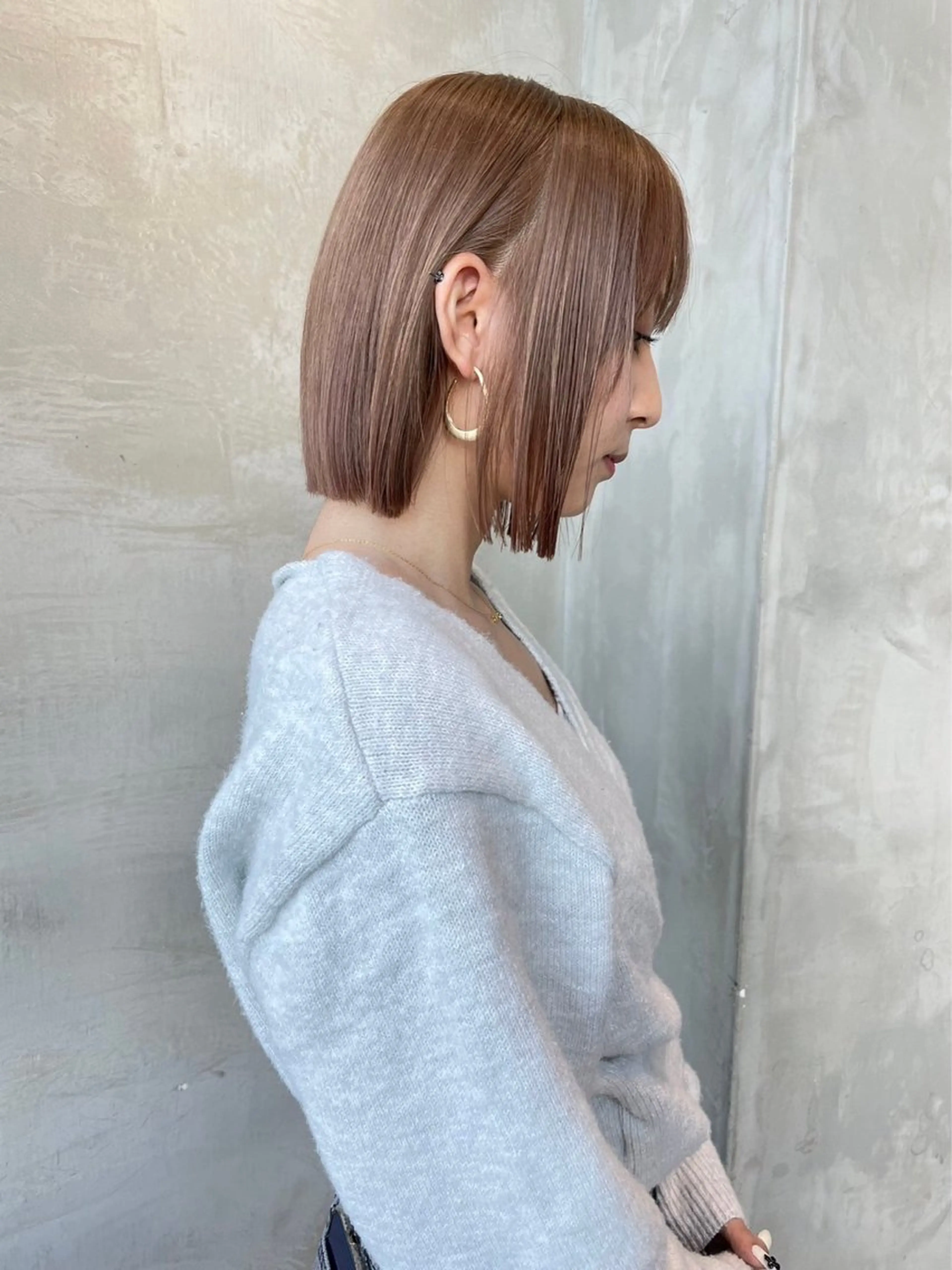 ショート カラー ハイトーンカラー ボブ 渋谷/レイヤーボブ・ 韓国ボブ特化/楓のヘアスタイル