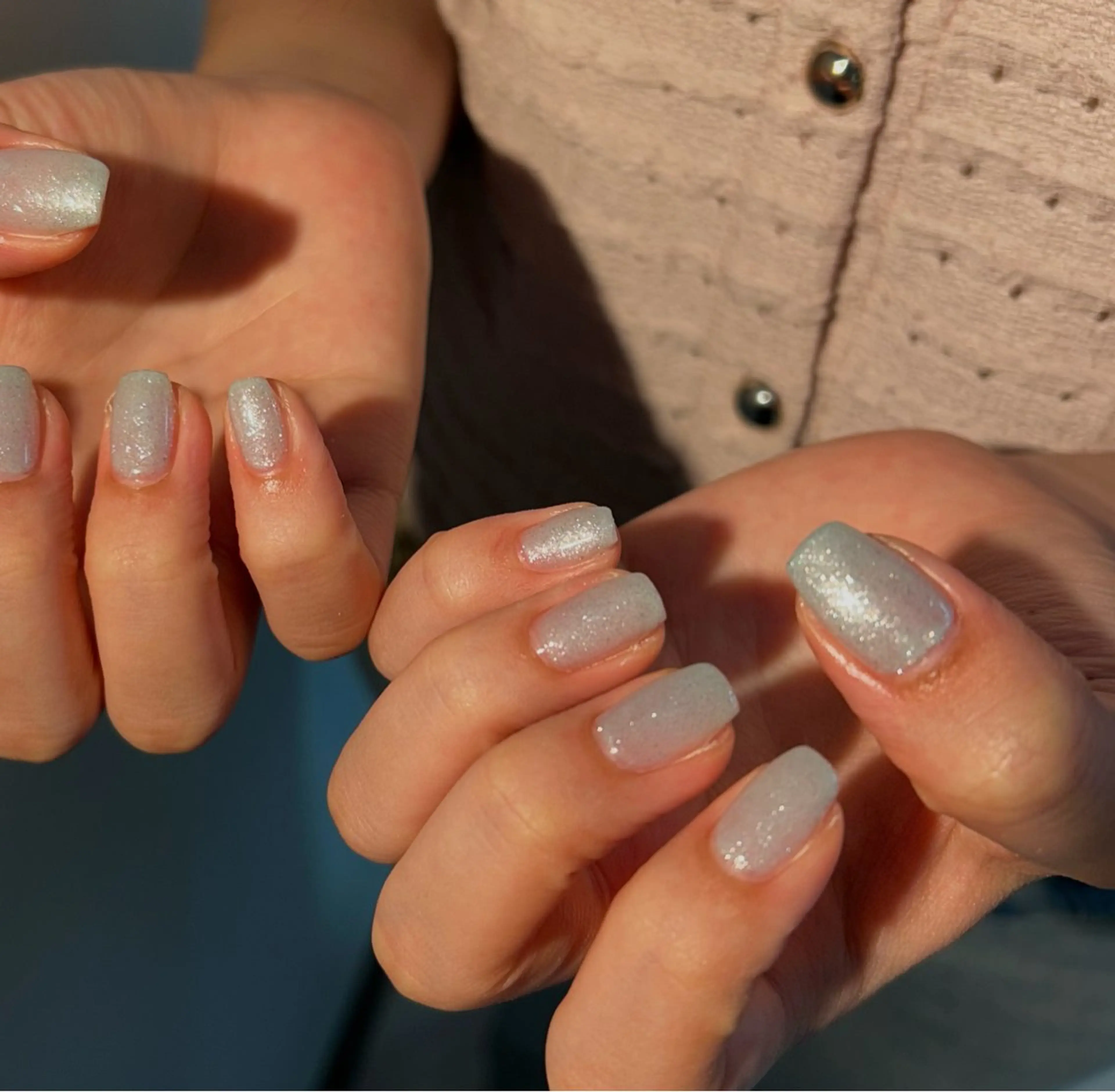 ネイル キラキラネイル 水色 ワンカラーネイル purple aster名駅店所属・purple Asterのネイルデザイン