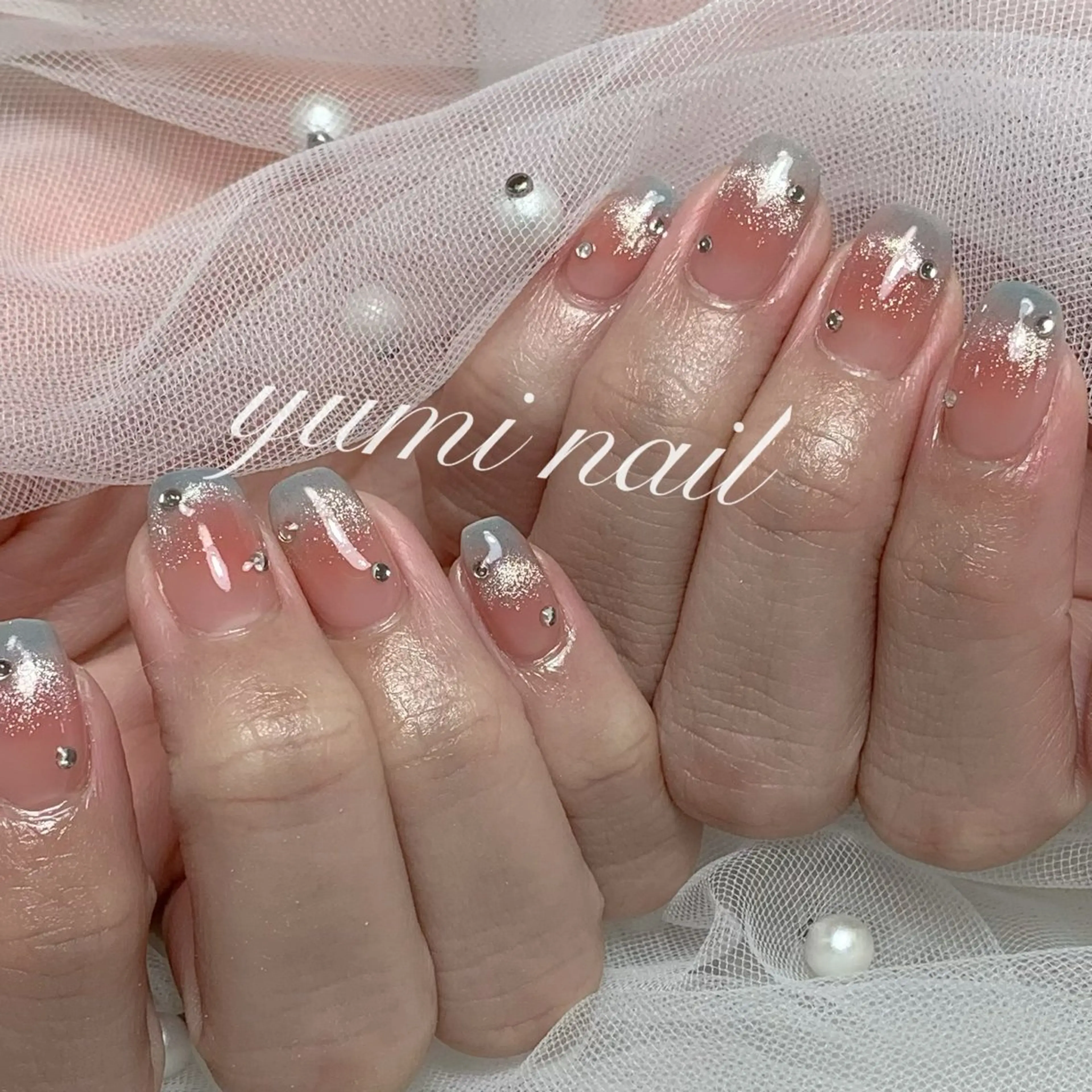 ネイル shineジェル& チップ長さだしのネイルデザイン