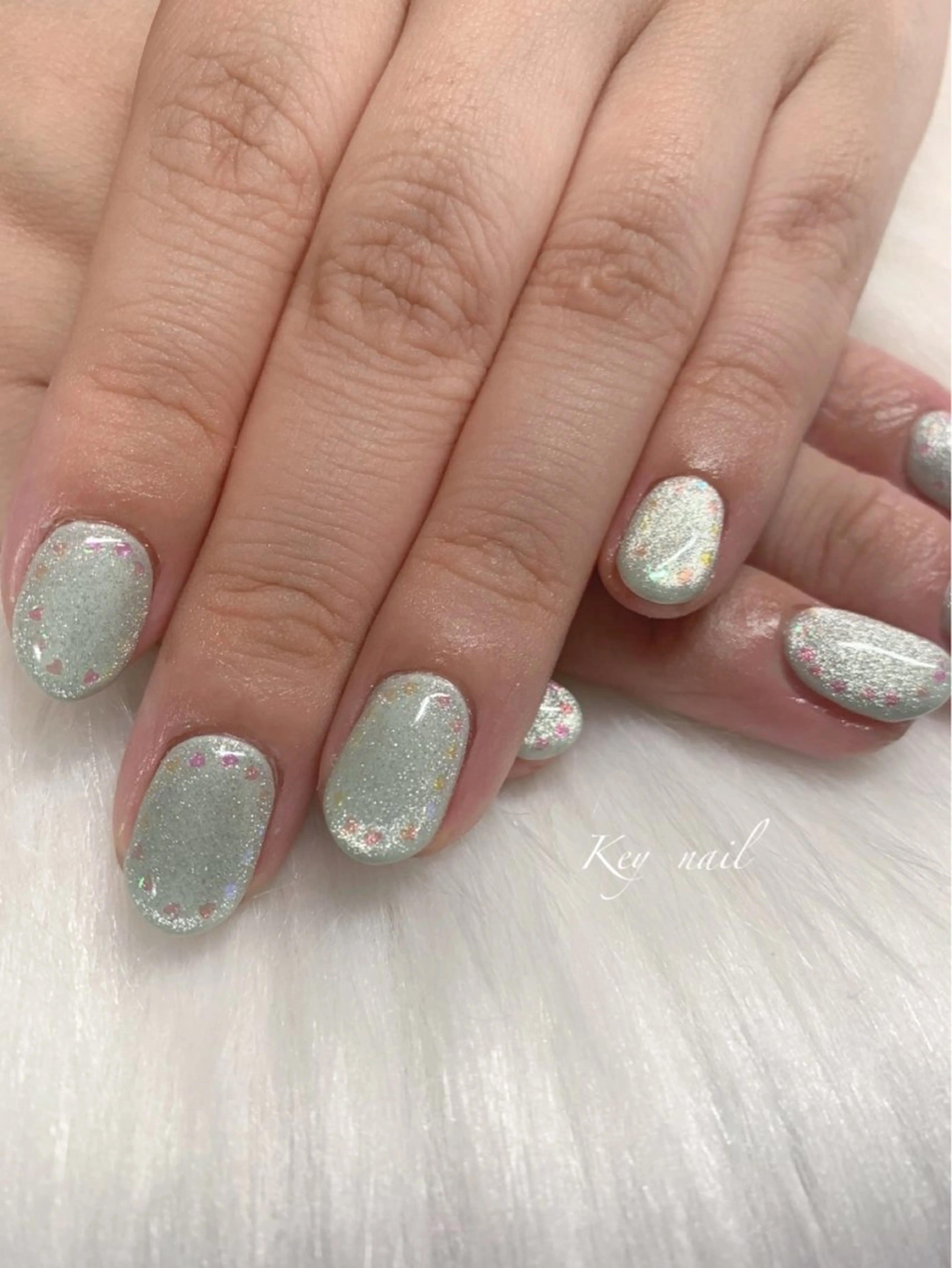 ネイル ハート キラキラネイル Key nailのネイルデザイン