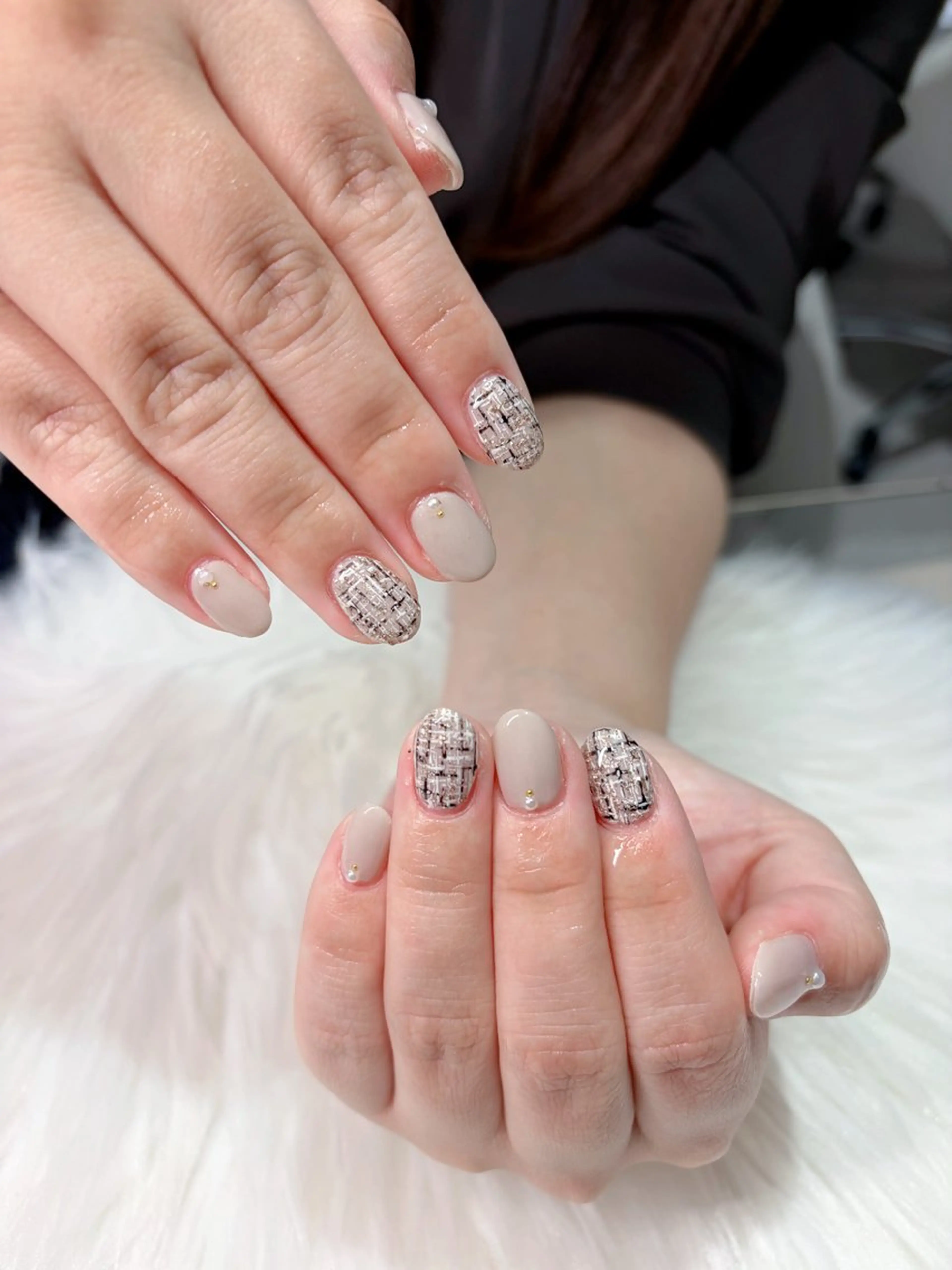 ネイル ワンカラーネイル ツイードネイル ハンドネイル Viel💅 ~Kanon~のネイルデザイン