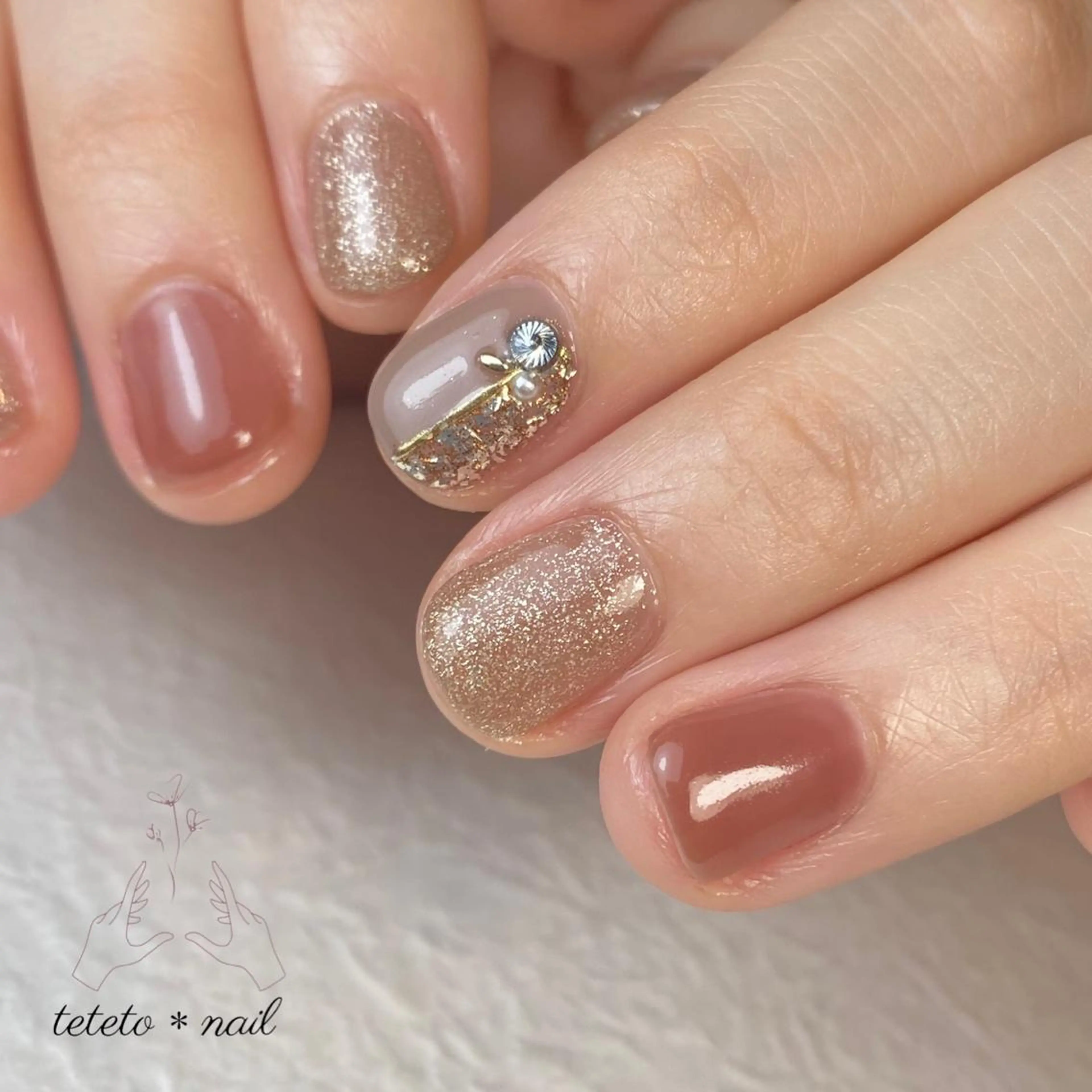 ネイル ブラウン ハンドネイル teteto＊nail所属・テテト ＊ネイルのネイルデザイン