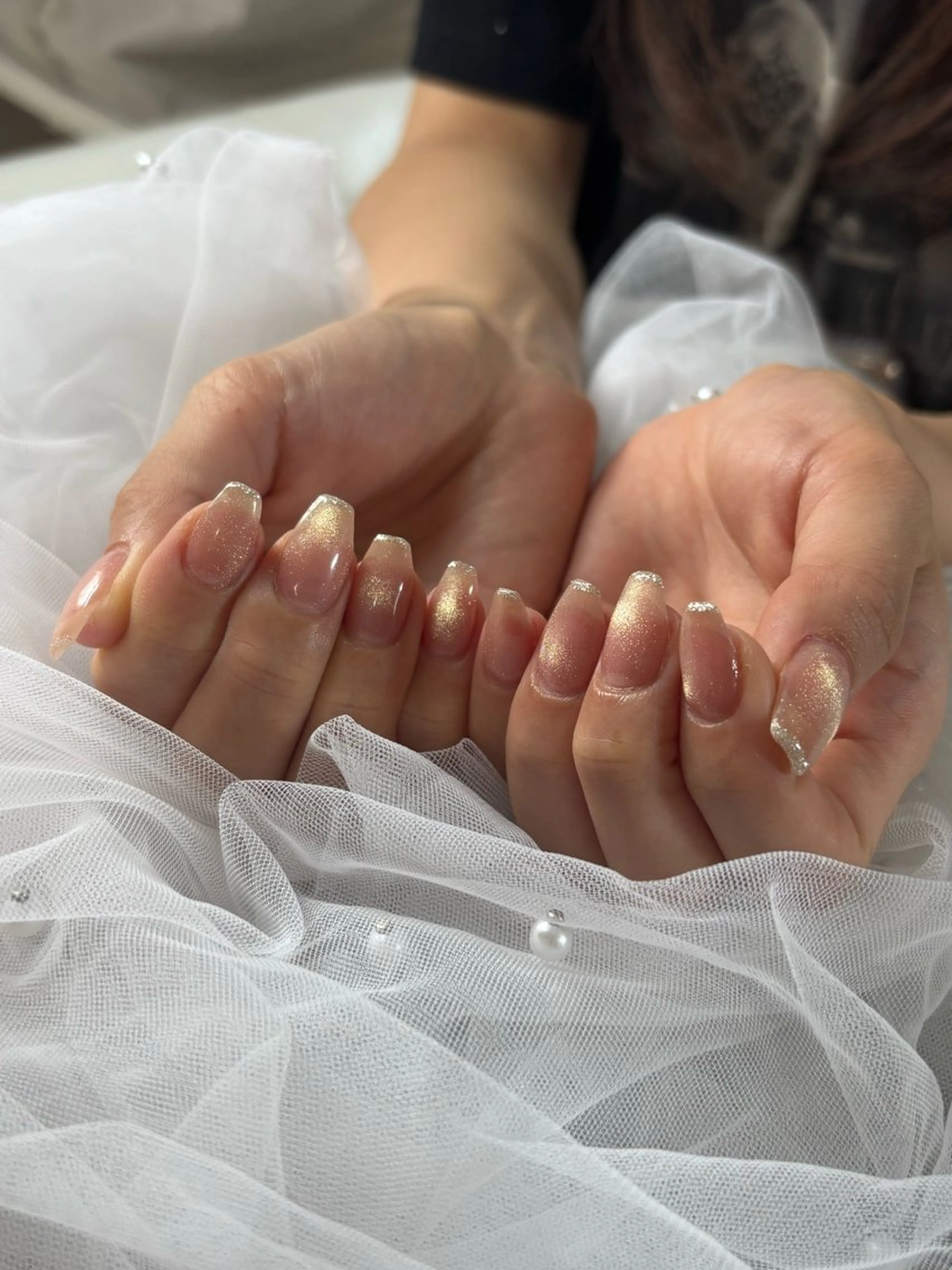 ネイル ラメ(グリッター) マグネットネイル 三本 綾奈のネイルデザイン