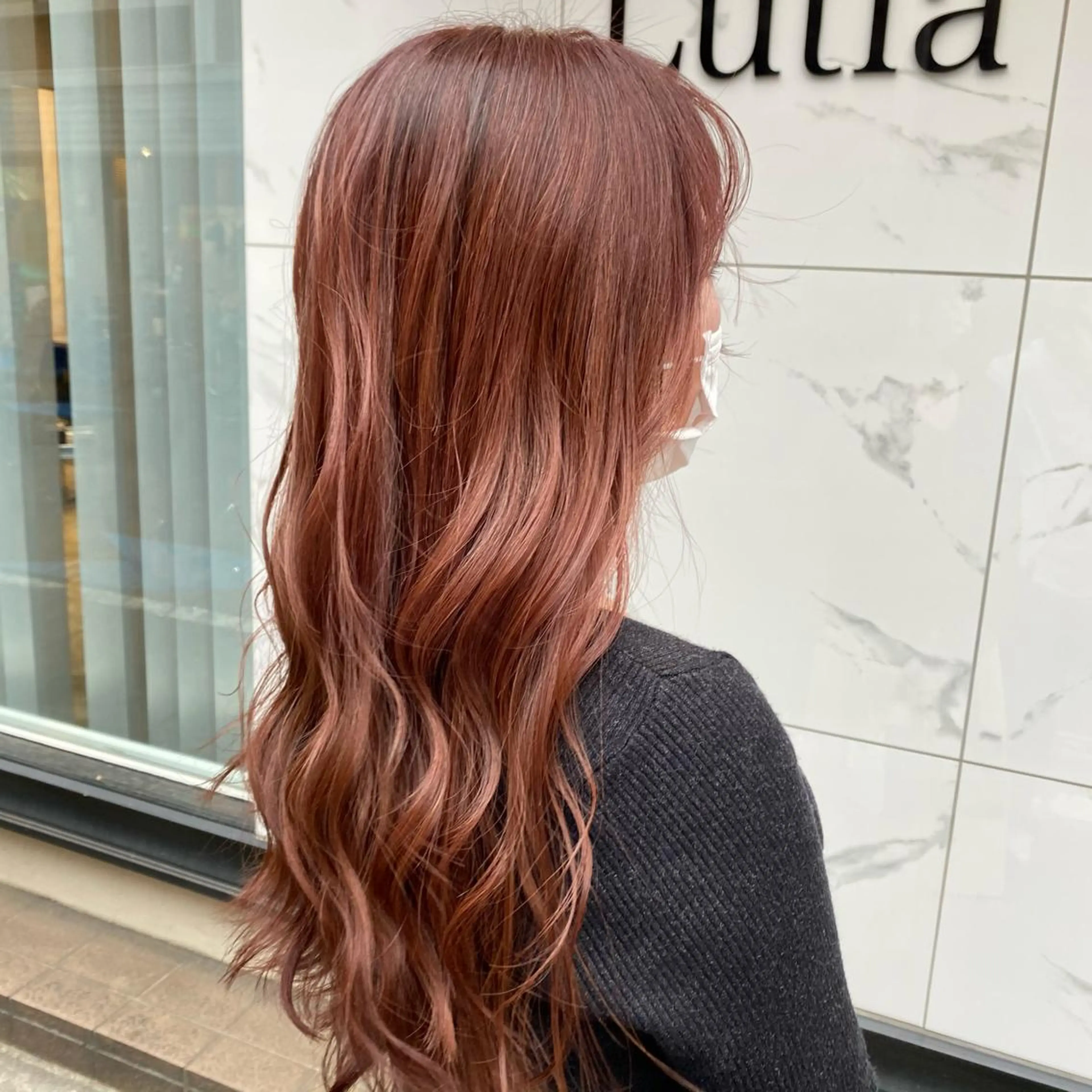 セミロング カラー ブリーチ ブラウンカラー ブリーチなしカラー ピンクカラー ピンクブラウン 増子 祐太朗のヘアスタイル