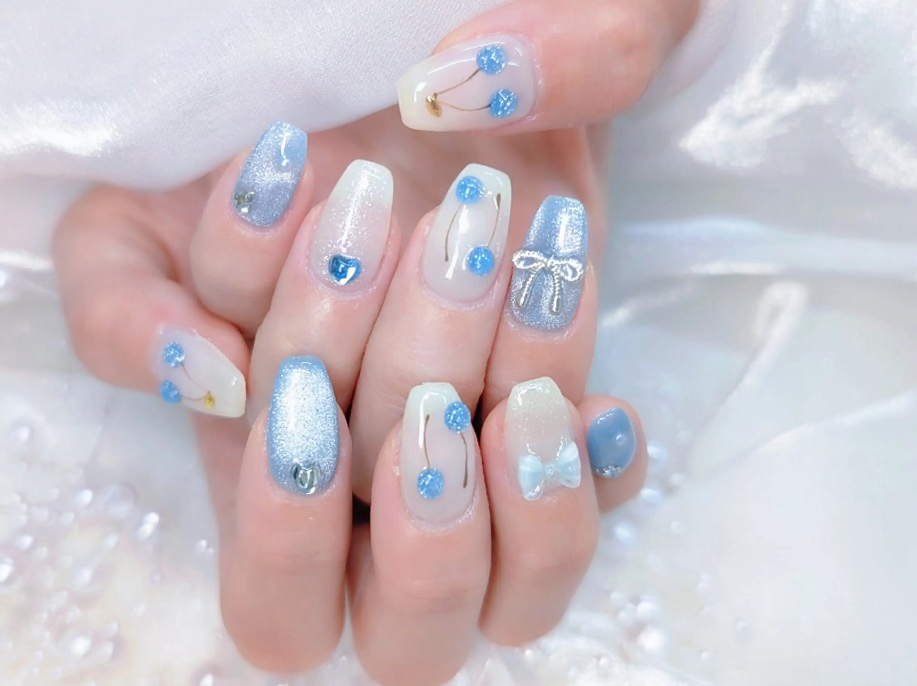 ネイル 長さ出し フラッシュネイル フレンチネイル キラキラネイル ラメ(グリッター) Chouette Nailのネイルデザイン