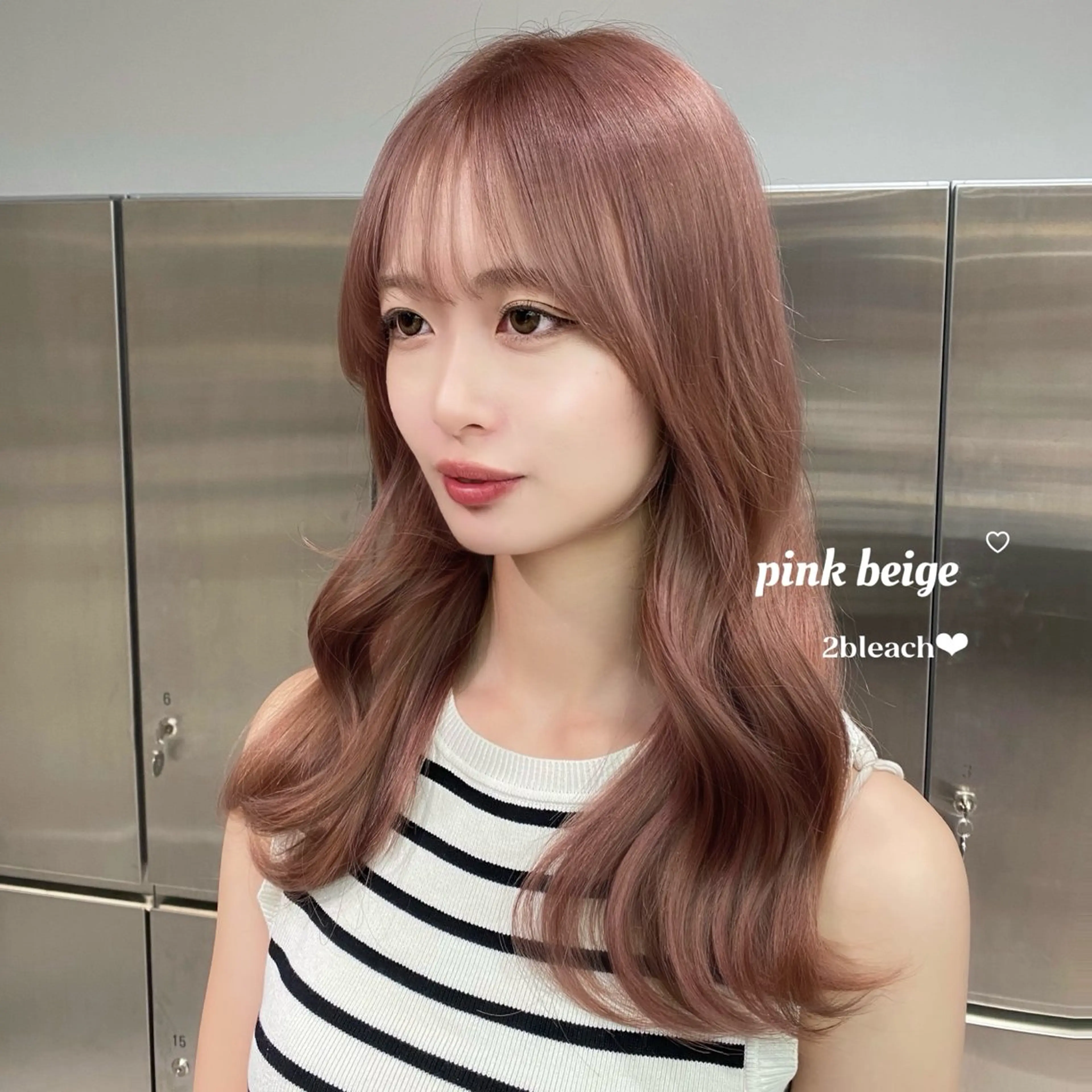 カラー ベージュカラー ハイトーンカラー ピンクカラー ピンクベージュ ヘアカラー トリートメント ユナ / lond uluのヘアスタイル