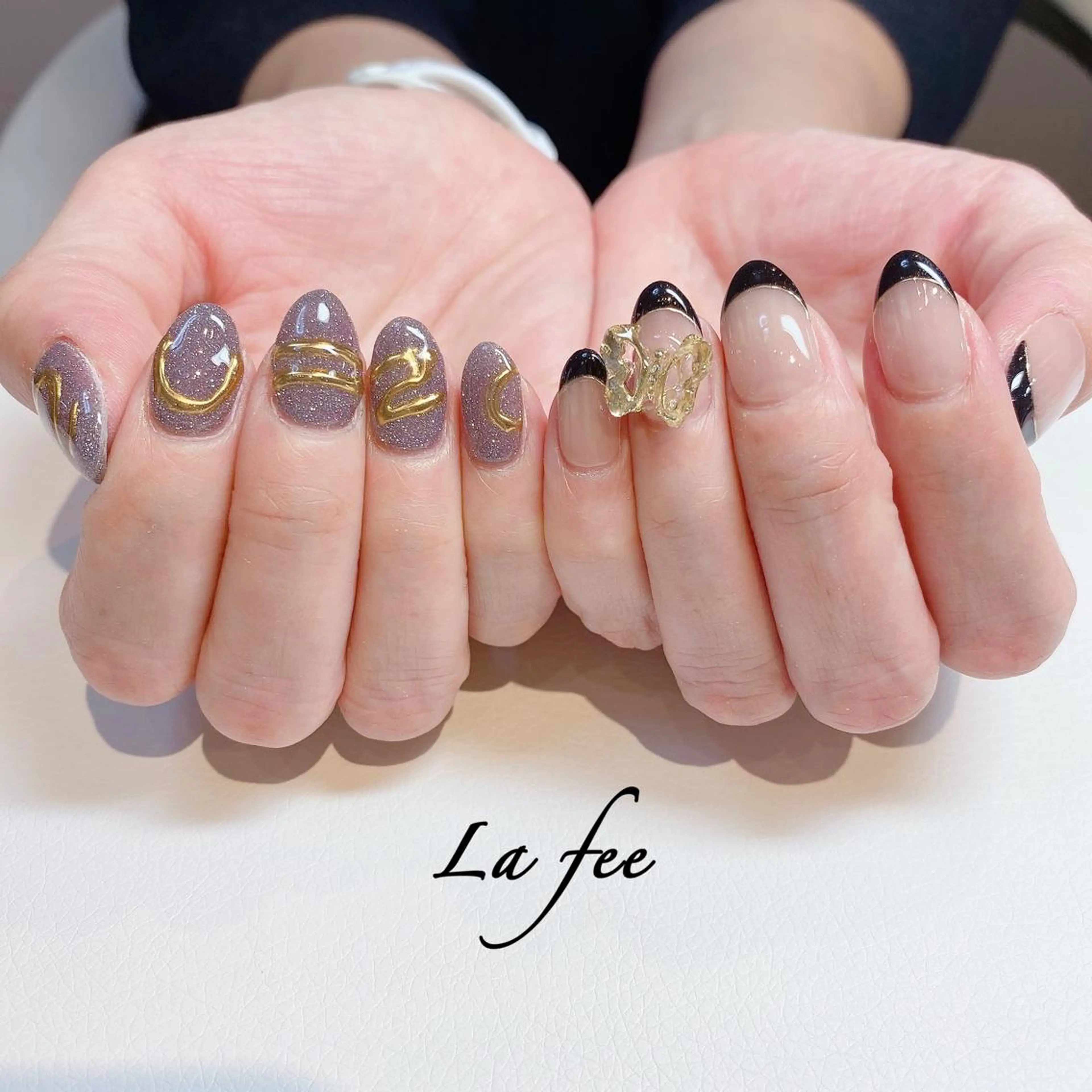 ネイル フラッシュネイル フレンチネイル キラキラネイル ミラーネイル La feeのネイルデザイン