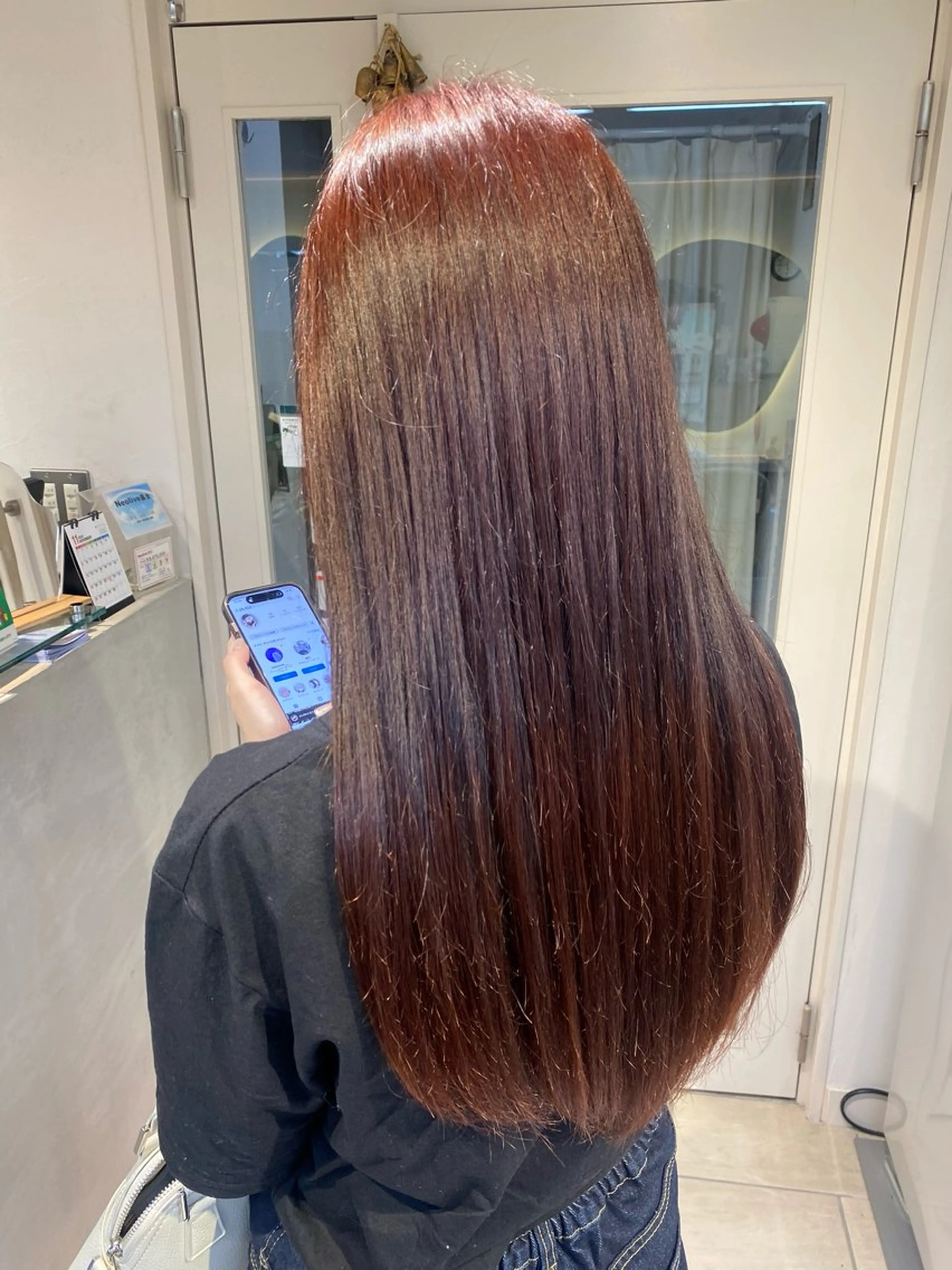 ロング カラー ボルドーカラー ブラウンカラー ダブルカラー カット ヘアカラー トリートメント Aya　ブリーチなし 🌱　ダブルカラーのヘアスタイル