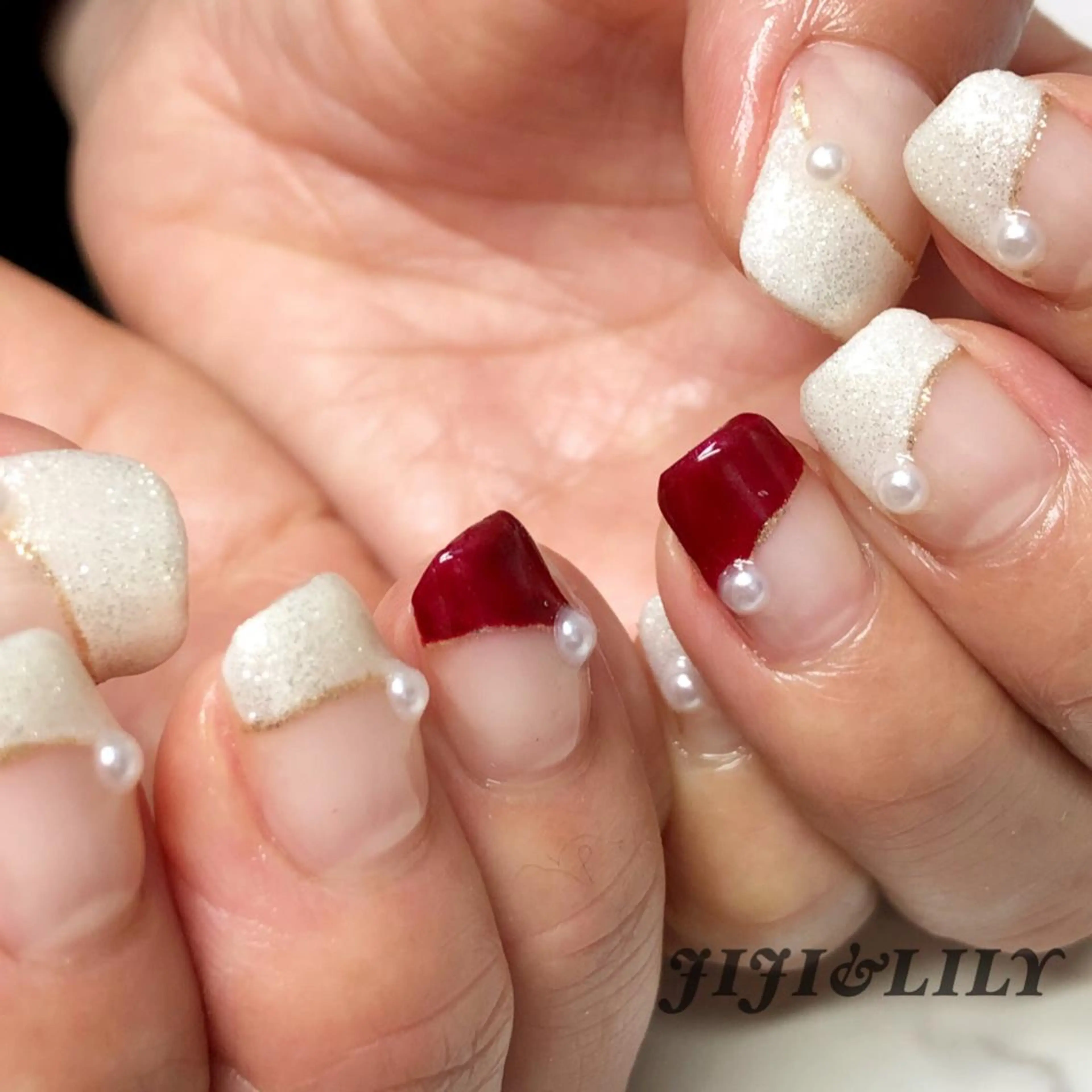 ネイル フレンチネイル 斜めフレンチ 豊田 圭子のネイルデザイン