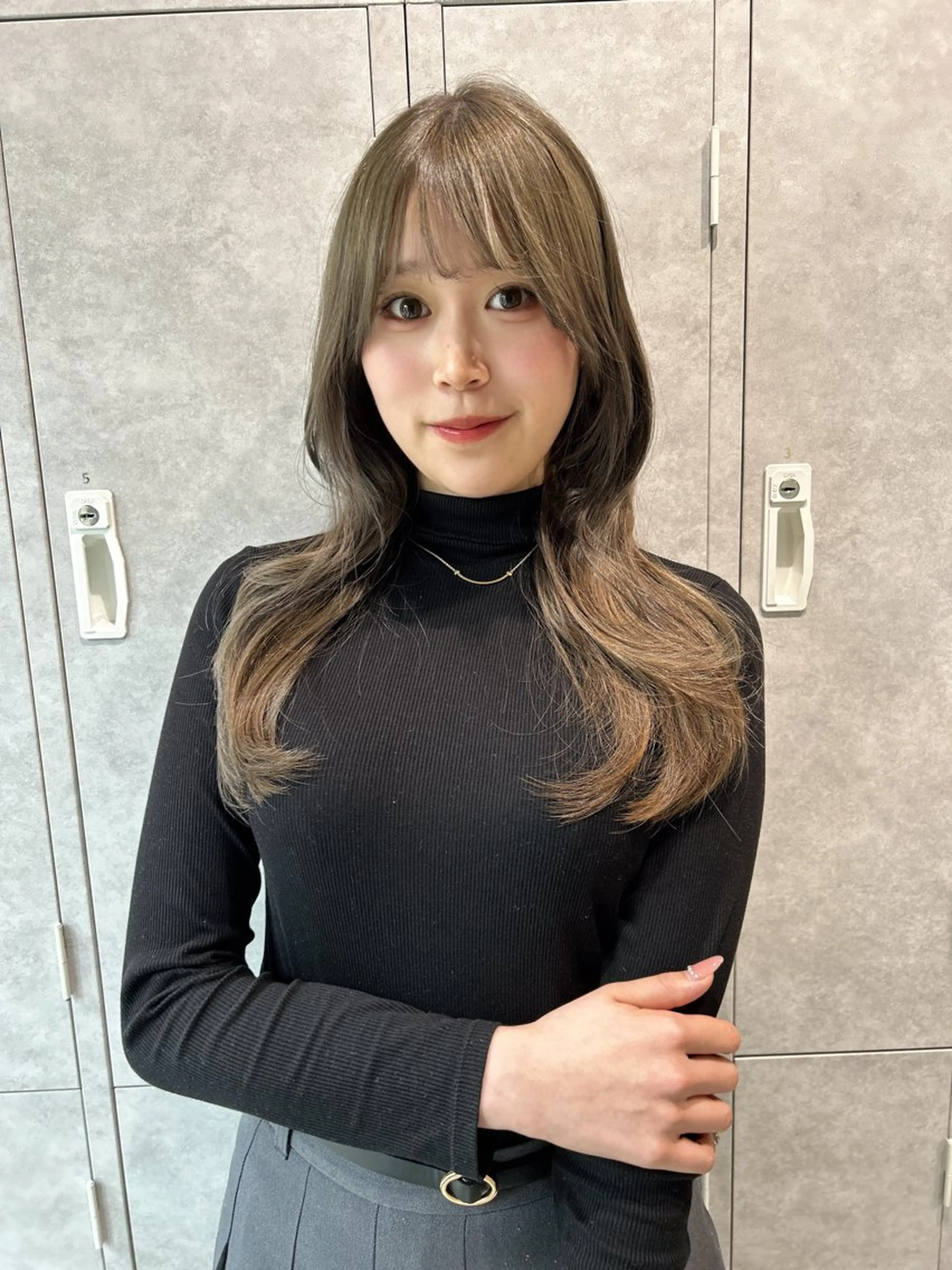 ロング カラー カット ヘアカラー 艶カラー レイヤーカット　ゆめのヘアスタイル