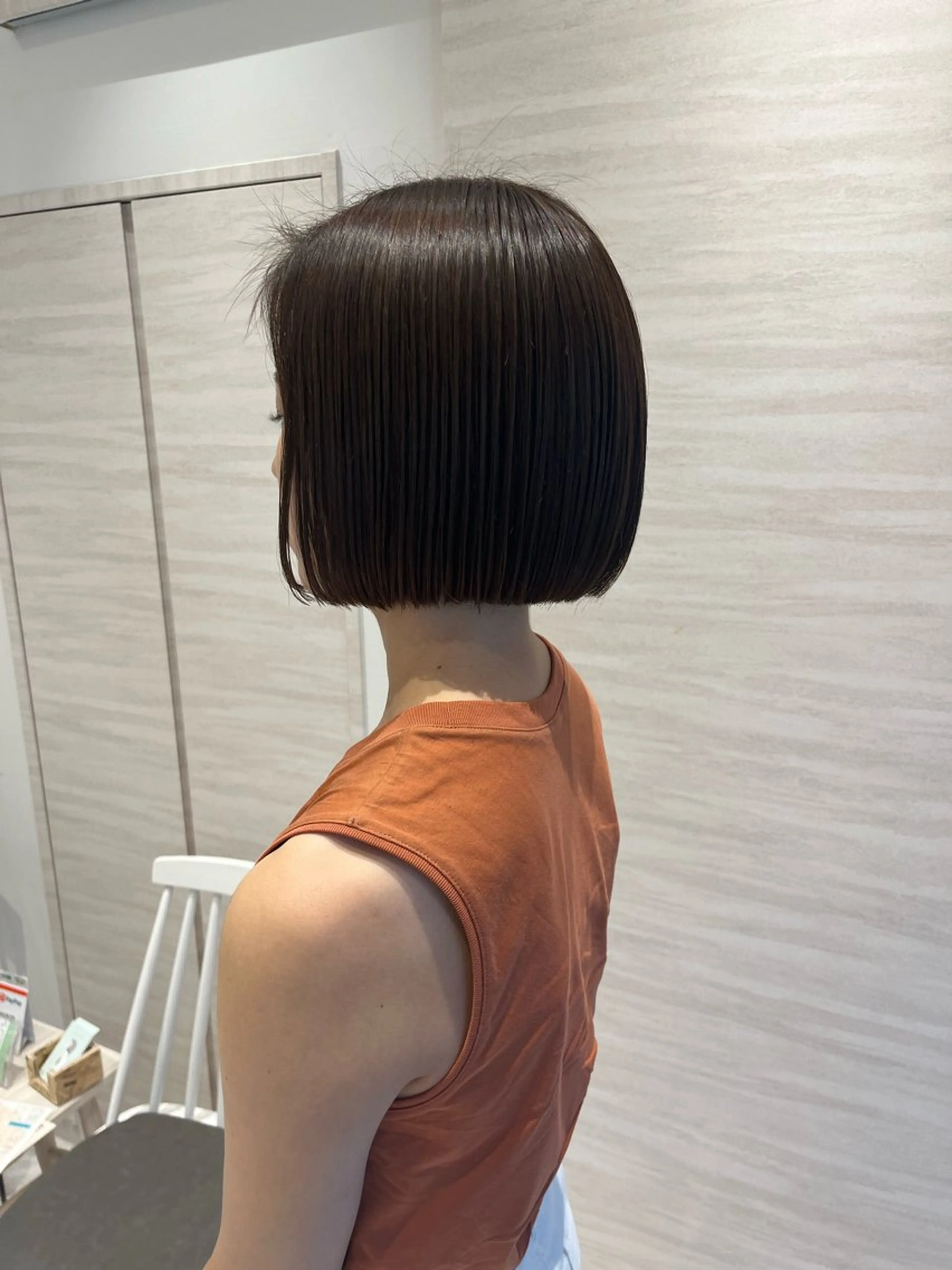 ショート 切りっぱなしボブ ボブ 小顔カット Chiho / 梅田 / ボブ/ パーマのヘアスタイル