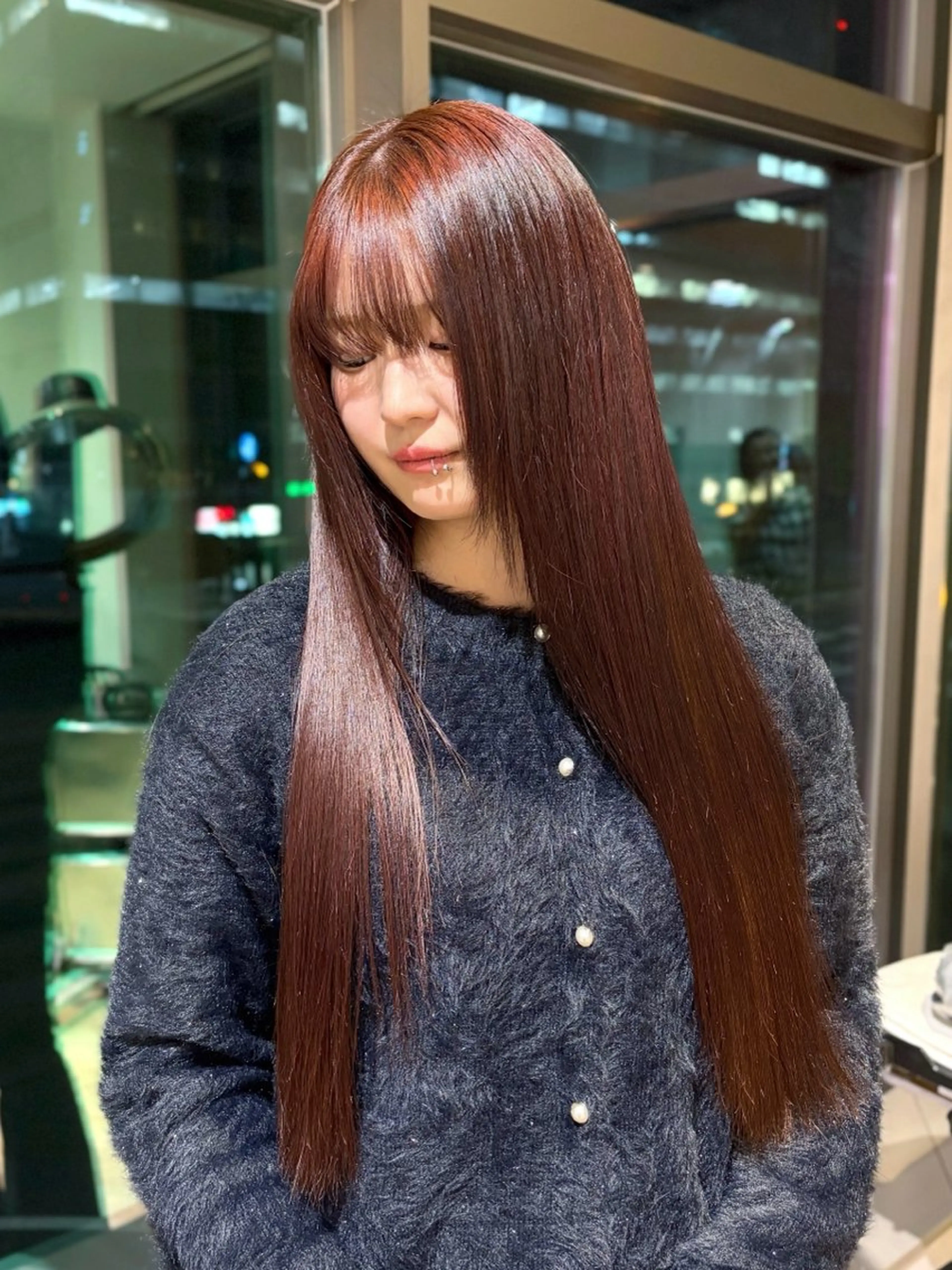 カラー 透明感カラー レッドカラー ヘアカラー Yamada Ami🪐のヘアスタイル