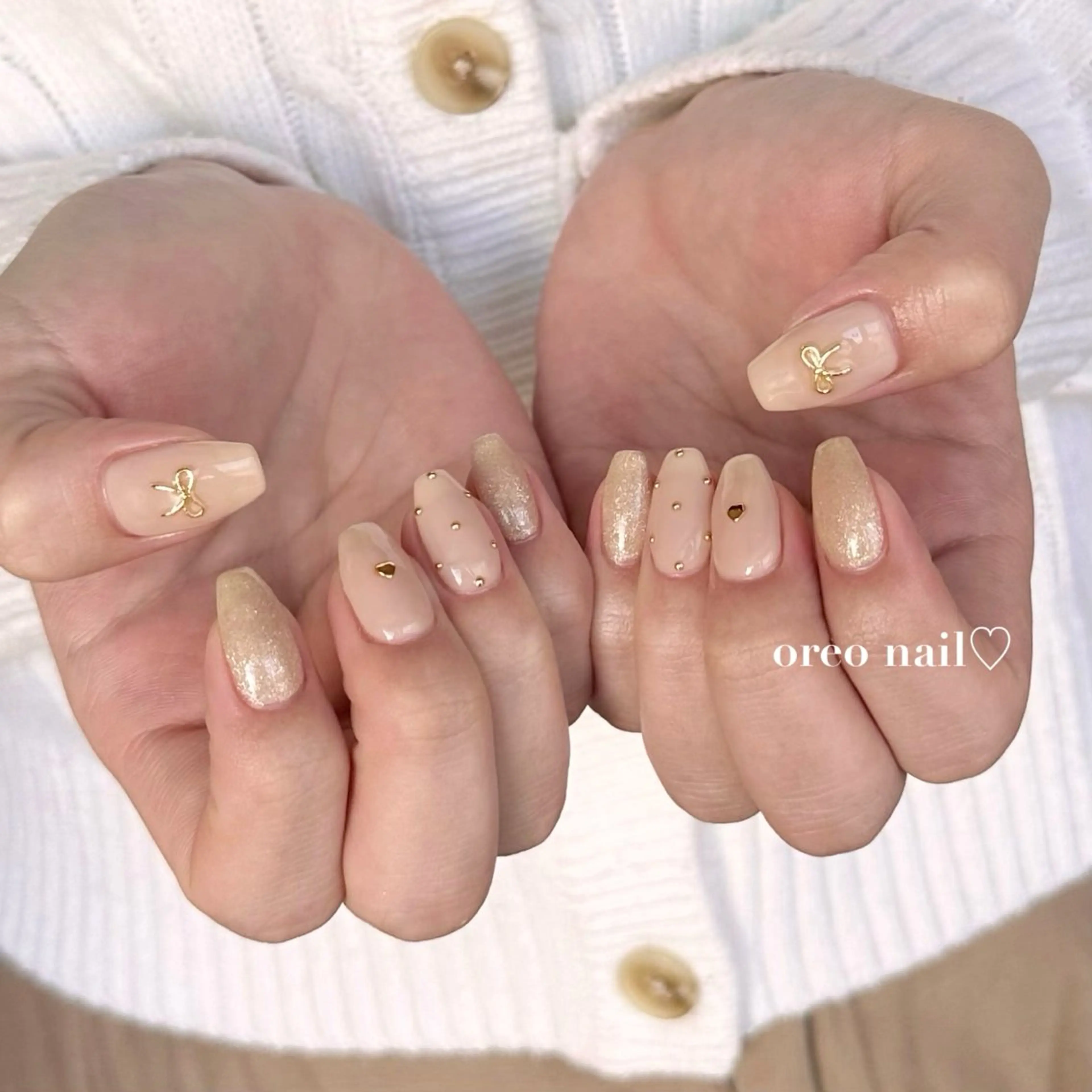 ネイル チークネイル フラッシュネイル ハート キラキラネイル マグネットネイル oreo salon miyu 池袋のネイルデザイン