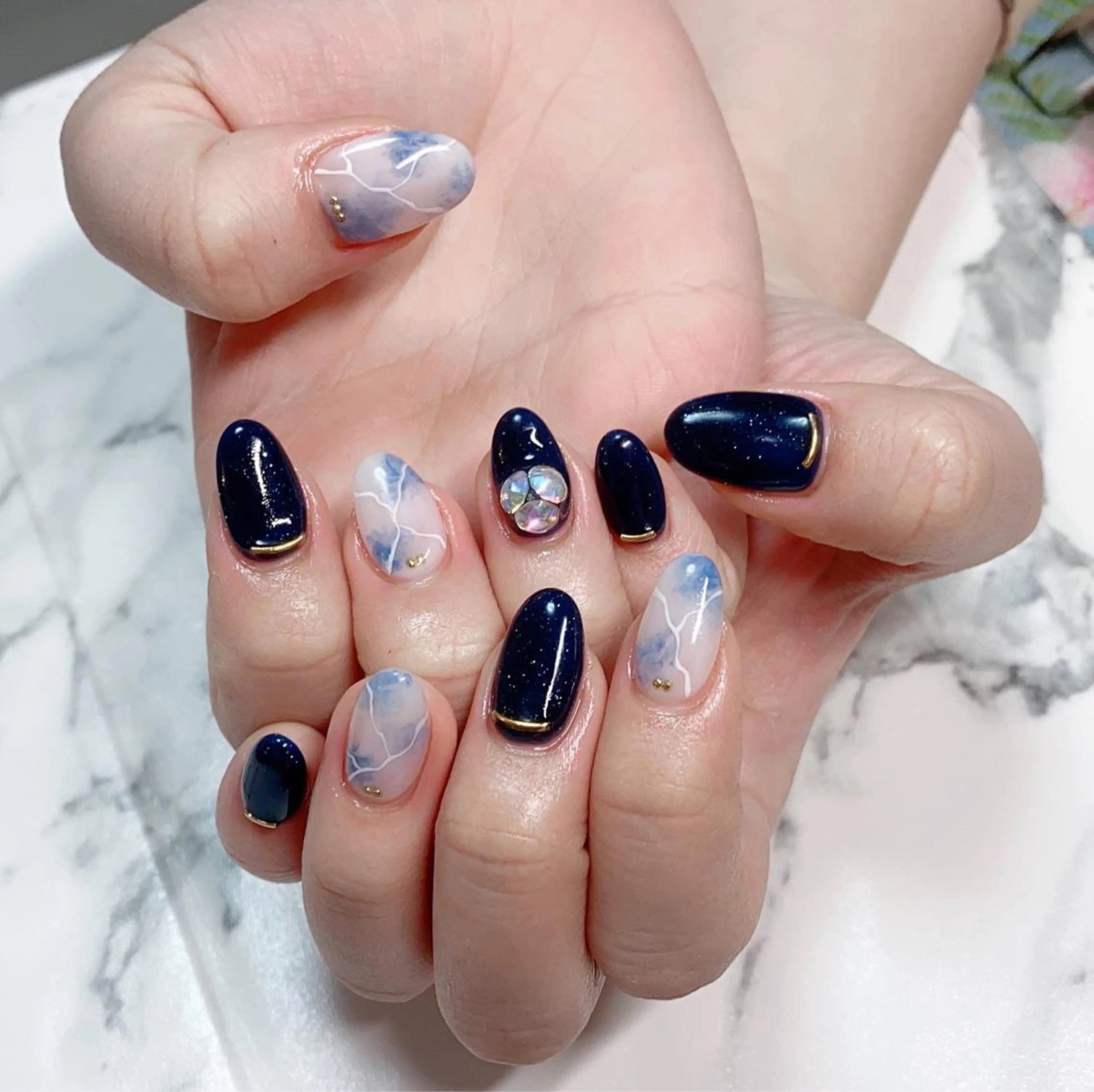 ロング カラー ネイル 長さ出し Q Free nailsのネイルデザイン
