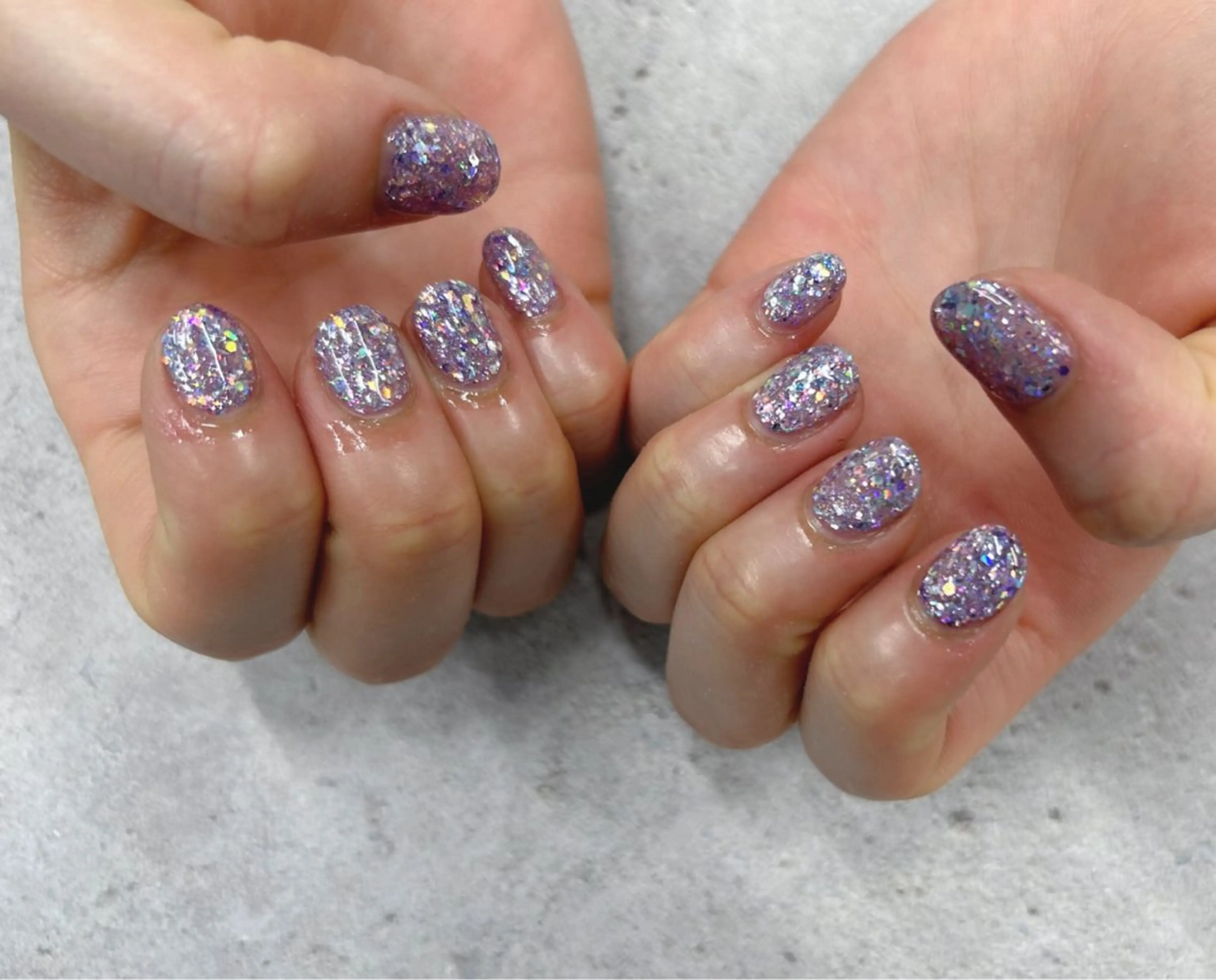 ネイル ラメ(グリッター) パープル ハンドネイル Nail Salon agré所属・agré ネイルサロン　アグレのネイルデザイン