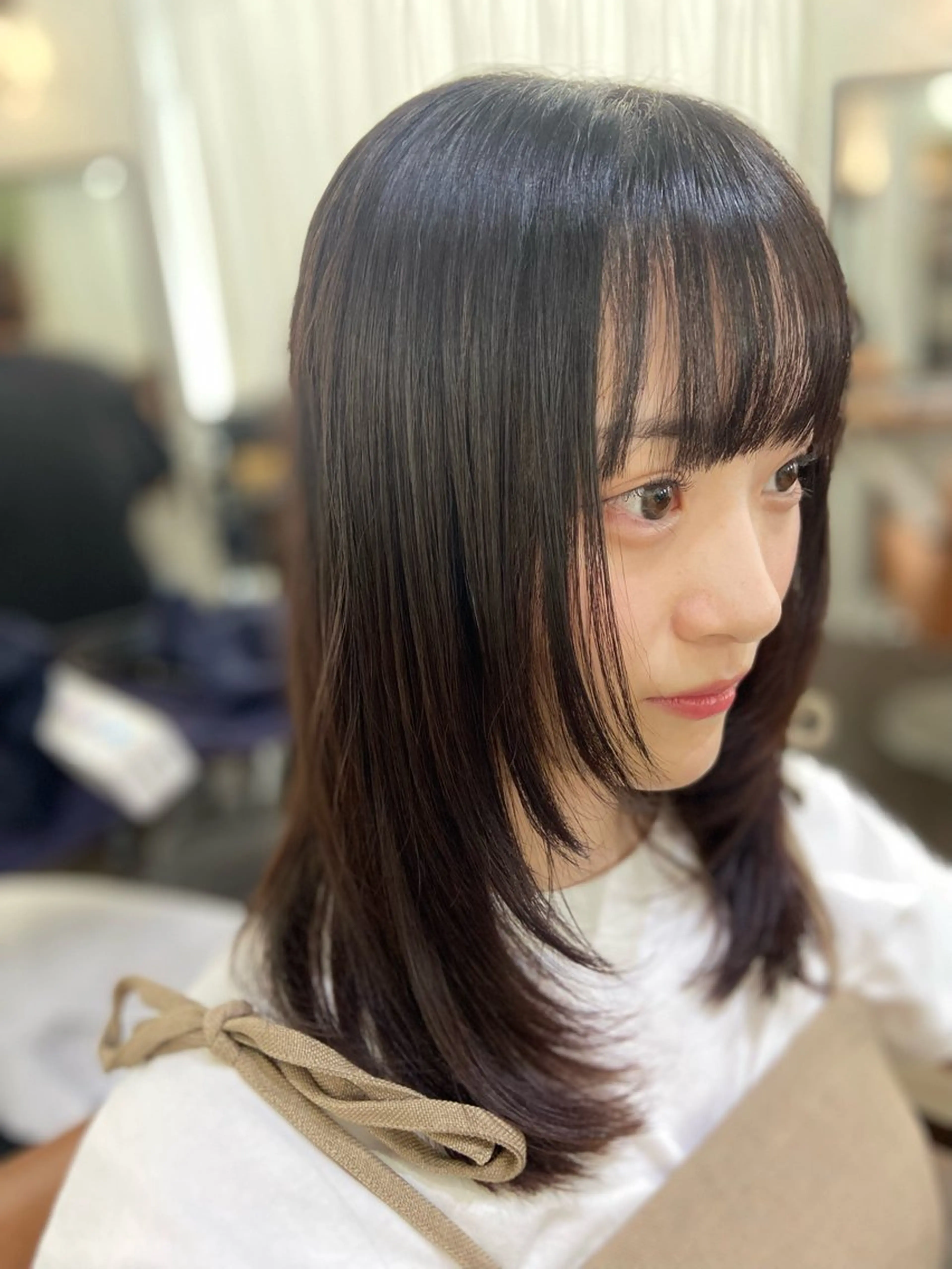 セミロング 顔まわりレイヤー 韓国風ヘア レイヤーカット 🌷名駅／髪質改善 ヘアセット/モネ🌷のヘアスタイル