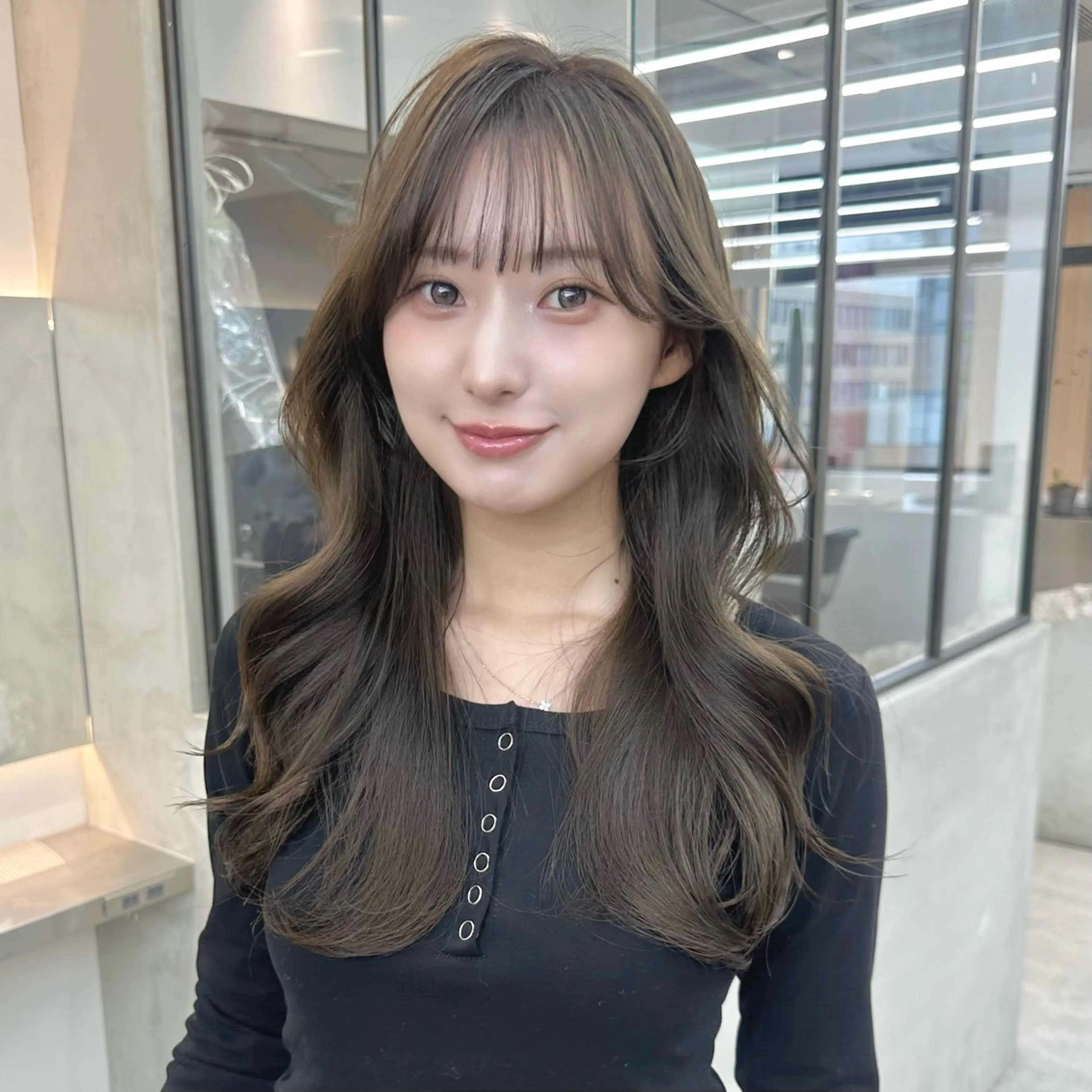 セミロング カラー 縮毛/レイヤー 韓国/橋口のヘアスタイル