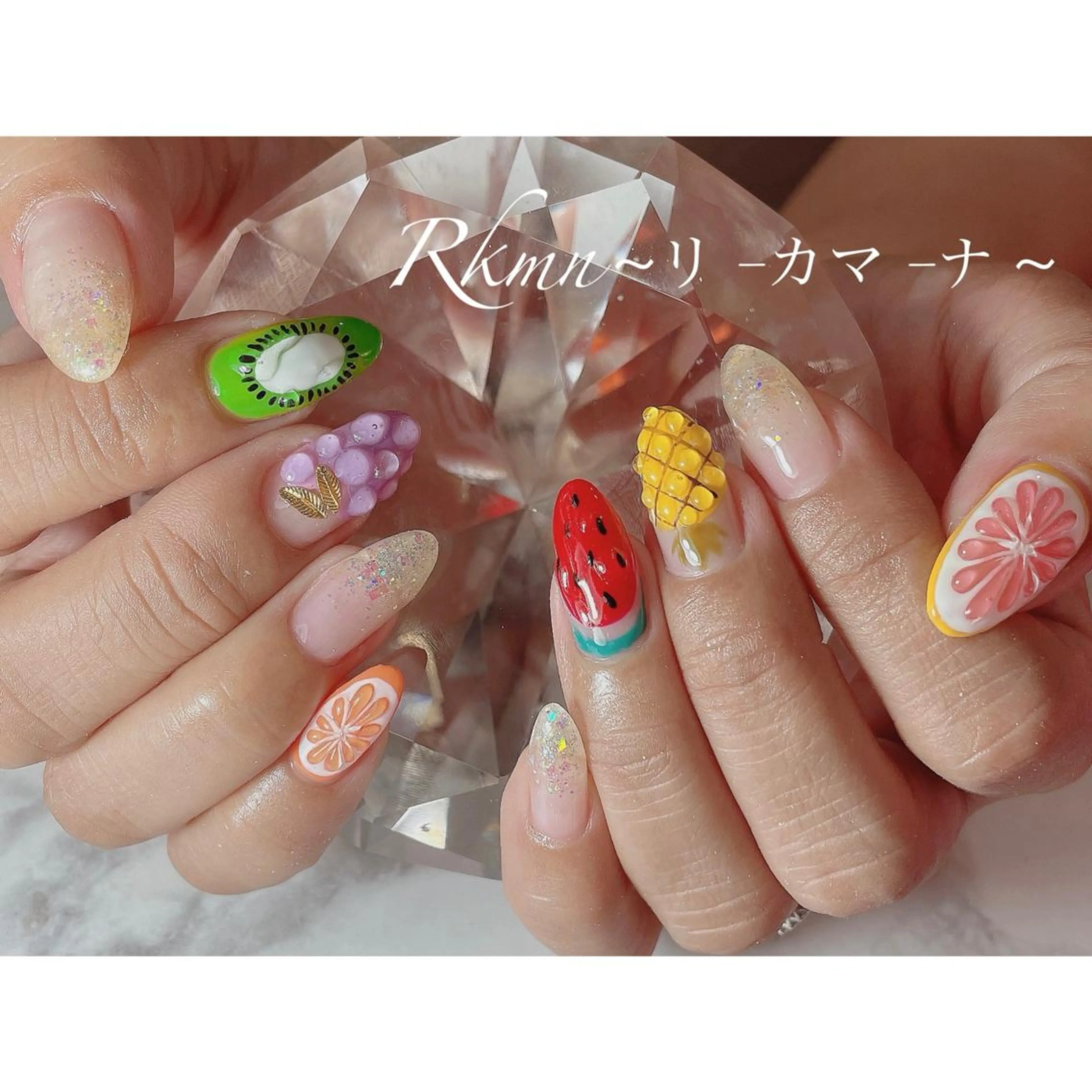 ネイル アートネイル ぷっくりネイル 春ネイル ハンドネイル フットネイル ハンドケア Rkmn ~リ-カマ-ナ~のネイルデザイン