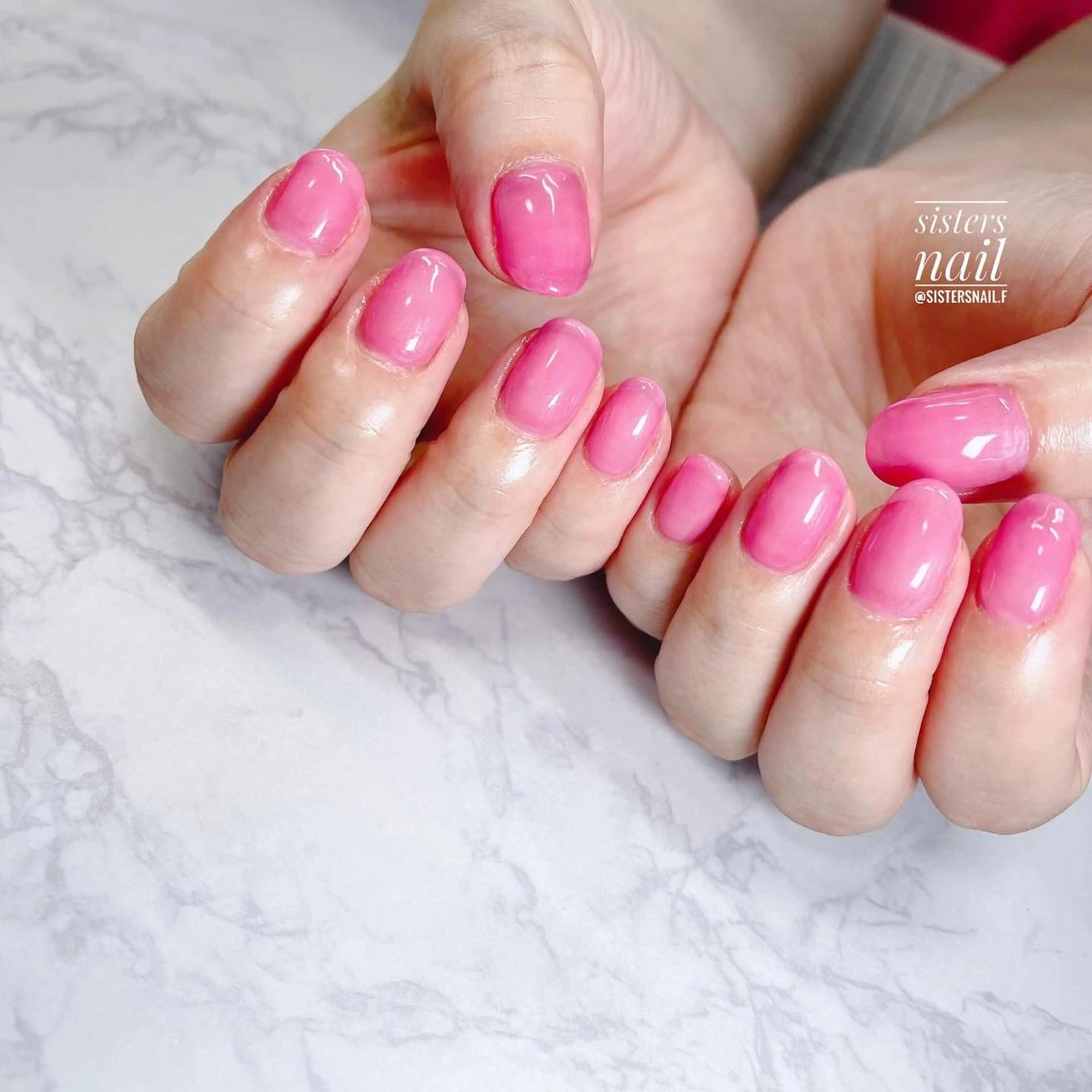 ネイル アートネイル ワンカラーネイル ピンク 夏ネイル sisters nail.fのネイルデザイン