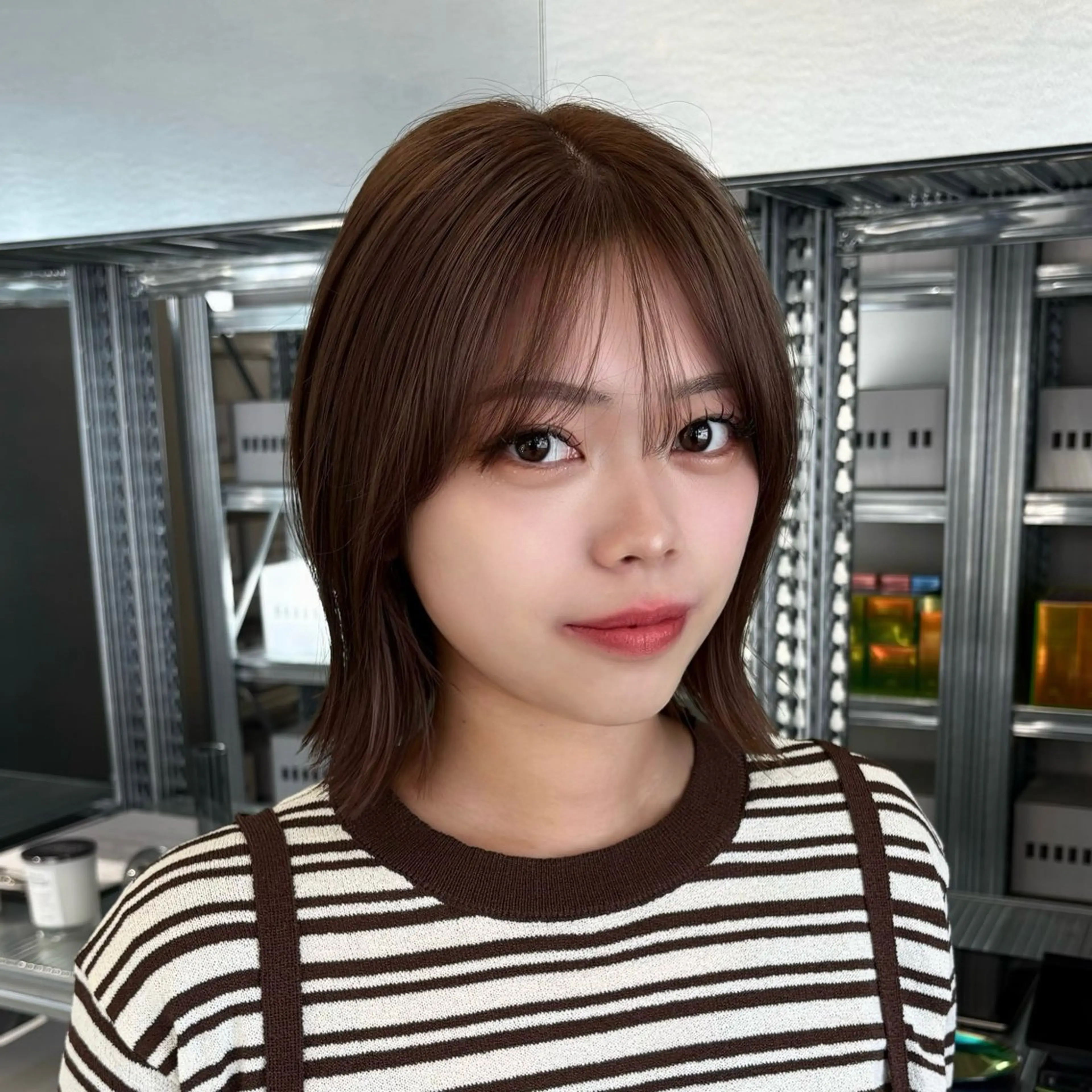 ミディアム カラー カット ヘアカラー トリートメント ✨縮毛矯正/ボブ✨ 佐藤 さくらのヘアスタイル