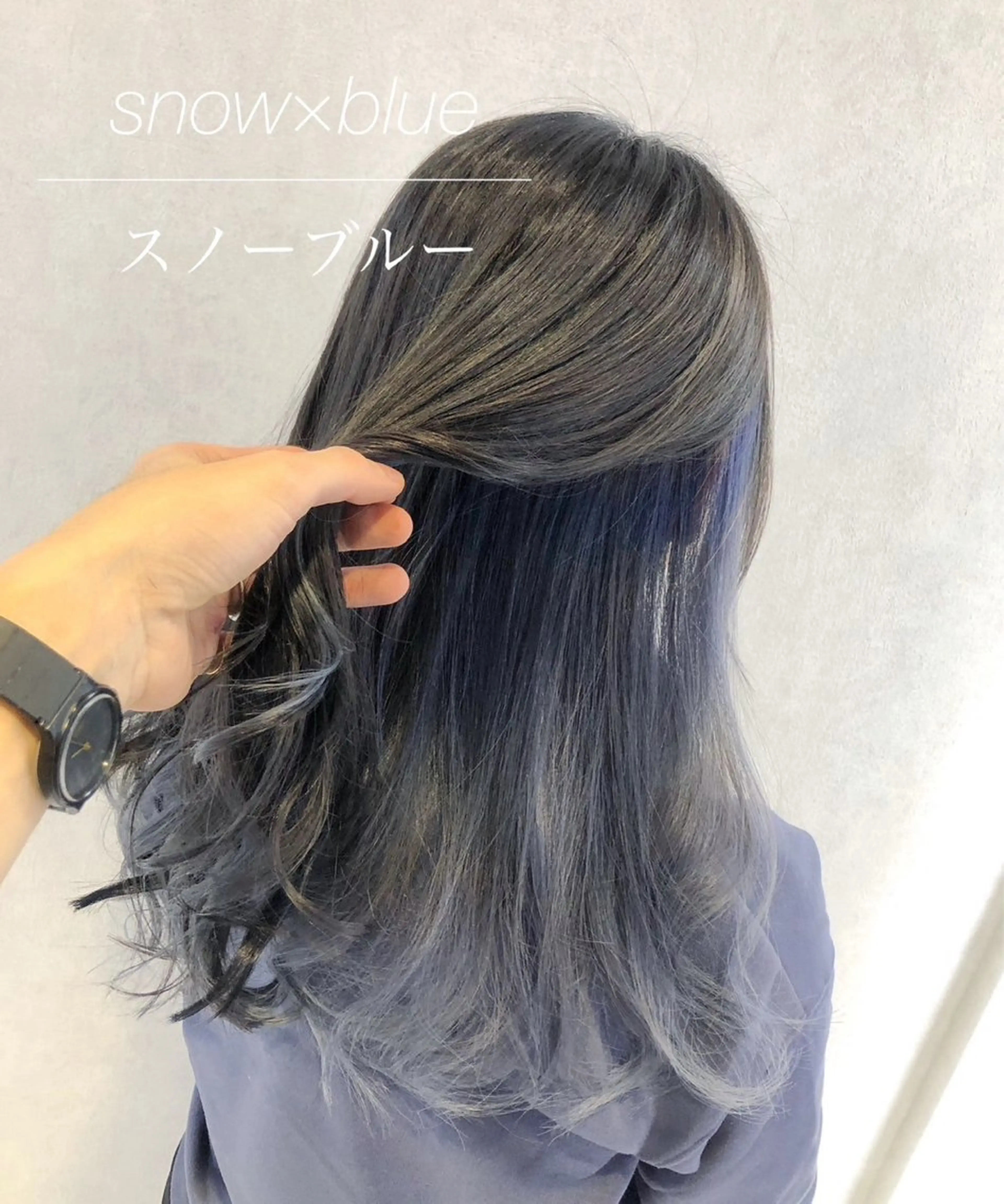 セミロング カラー ブルーカラー ハイトーンカラー エクステ 代表/七瀬/ギャル/ シールエクステ/渋谷のヘアスタイル