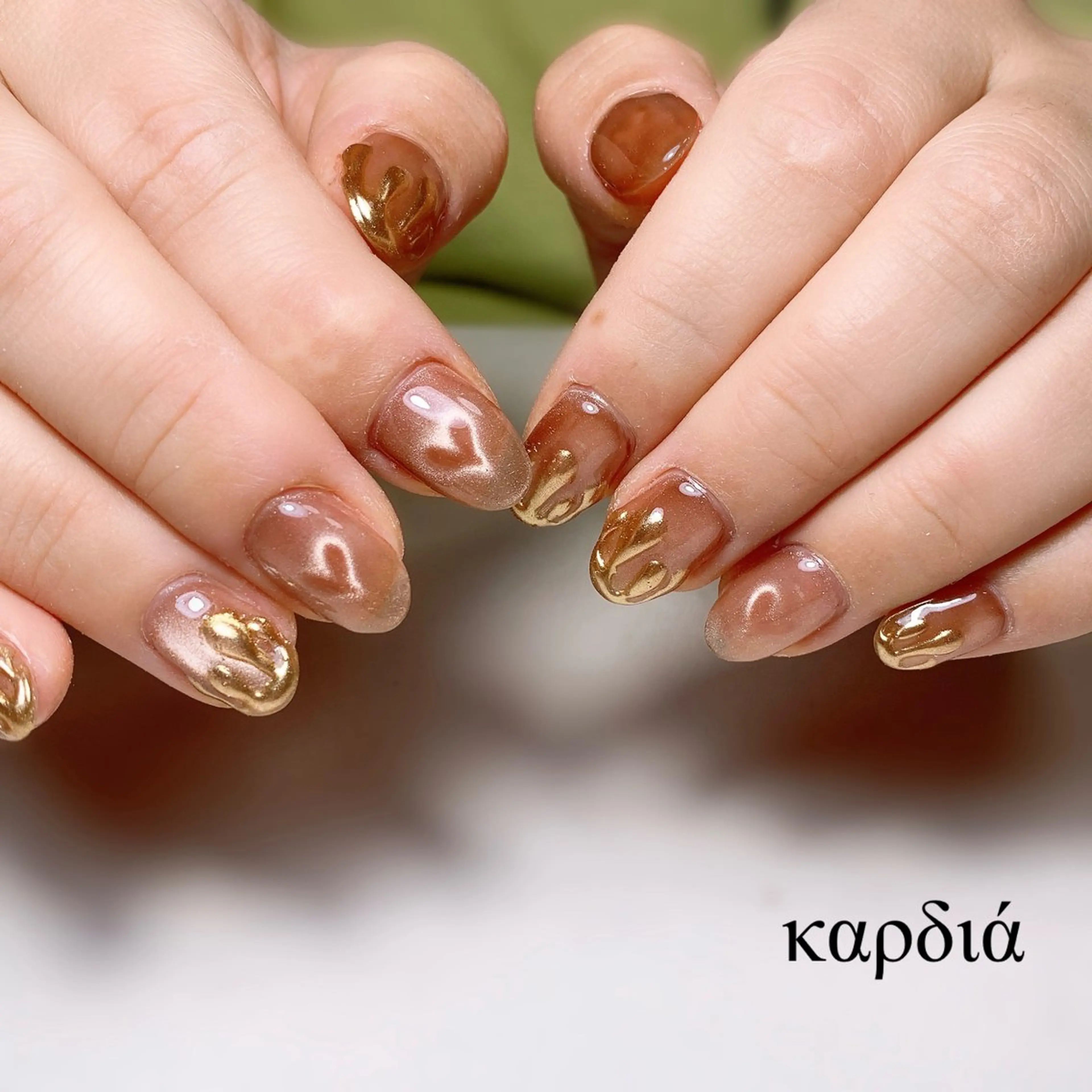 ネイル ハンドネイル καρδιά -ｶﾙﾃﾞｨｱ-のネイルデザイン