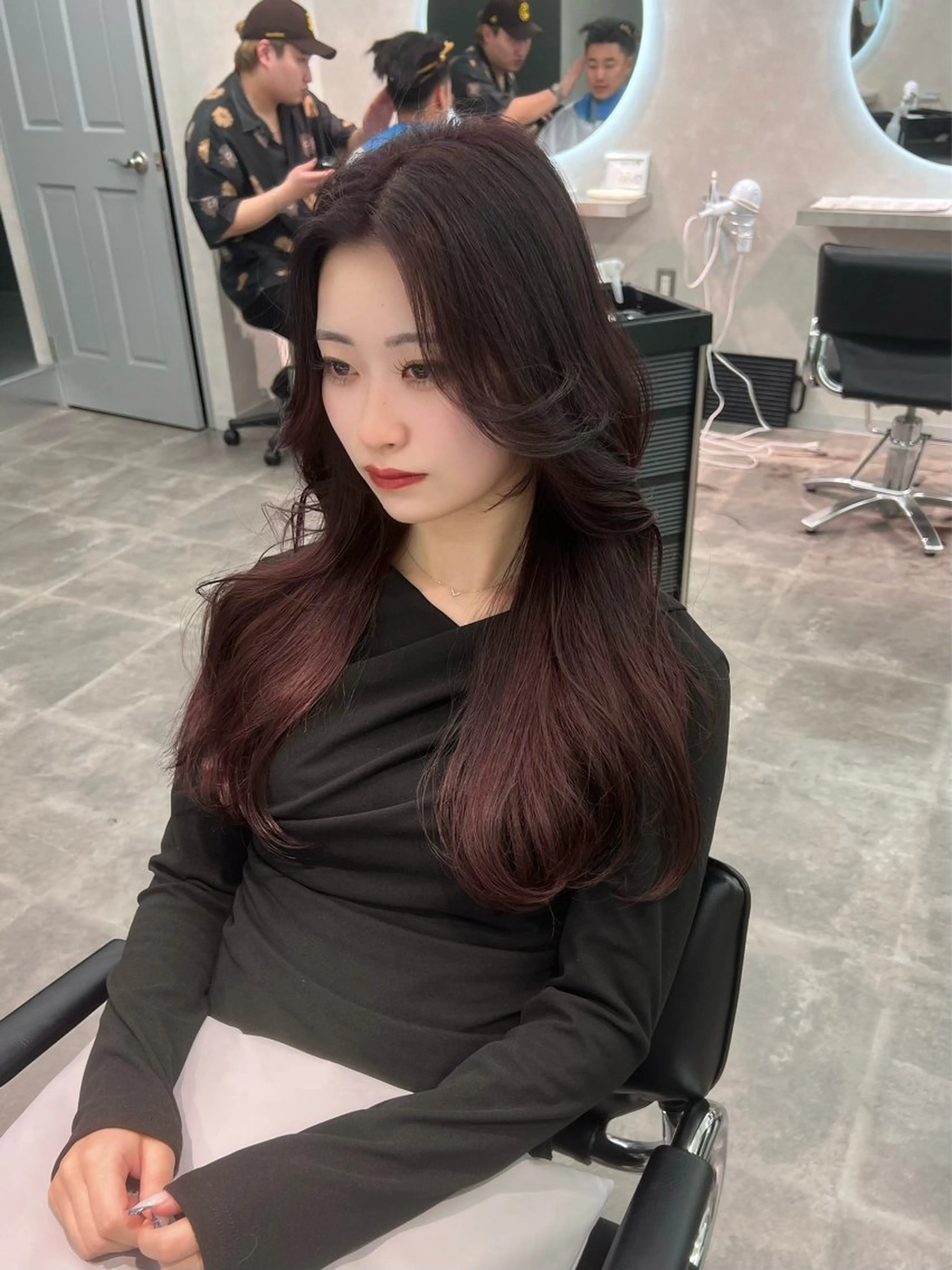 ロング カラー カット ヘアカラー 韓国レイヤーカット 🇰🇷千葉のヘアスタイル