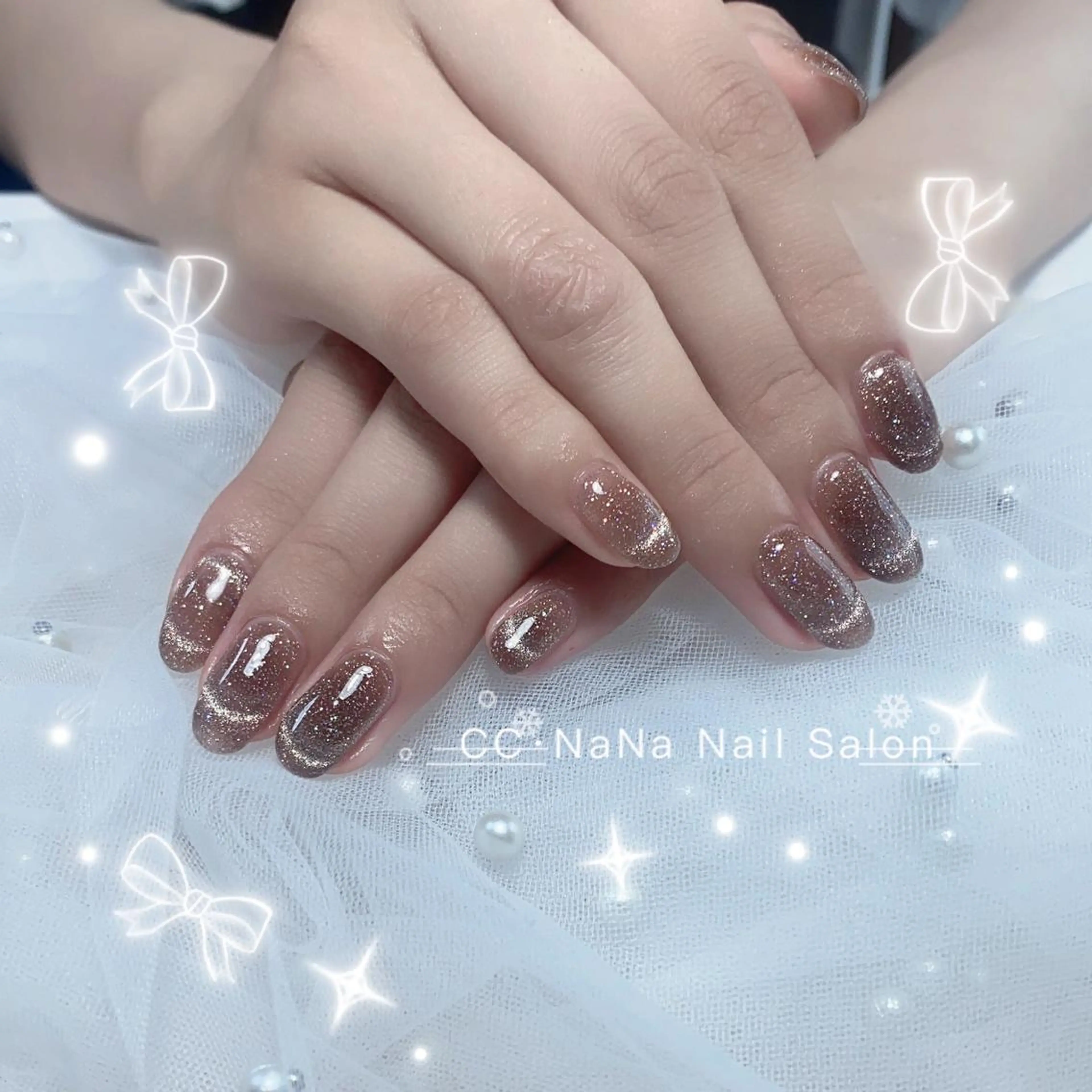 ネイル チークネイル フラッシュネイル ジェルネイル ハート キラキラネイル ハンドネイル 💎CC・NaNa 韓国風ネイル🌙Cのネイルデザイン