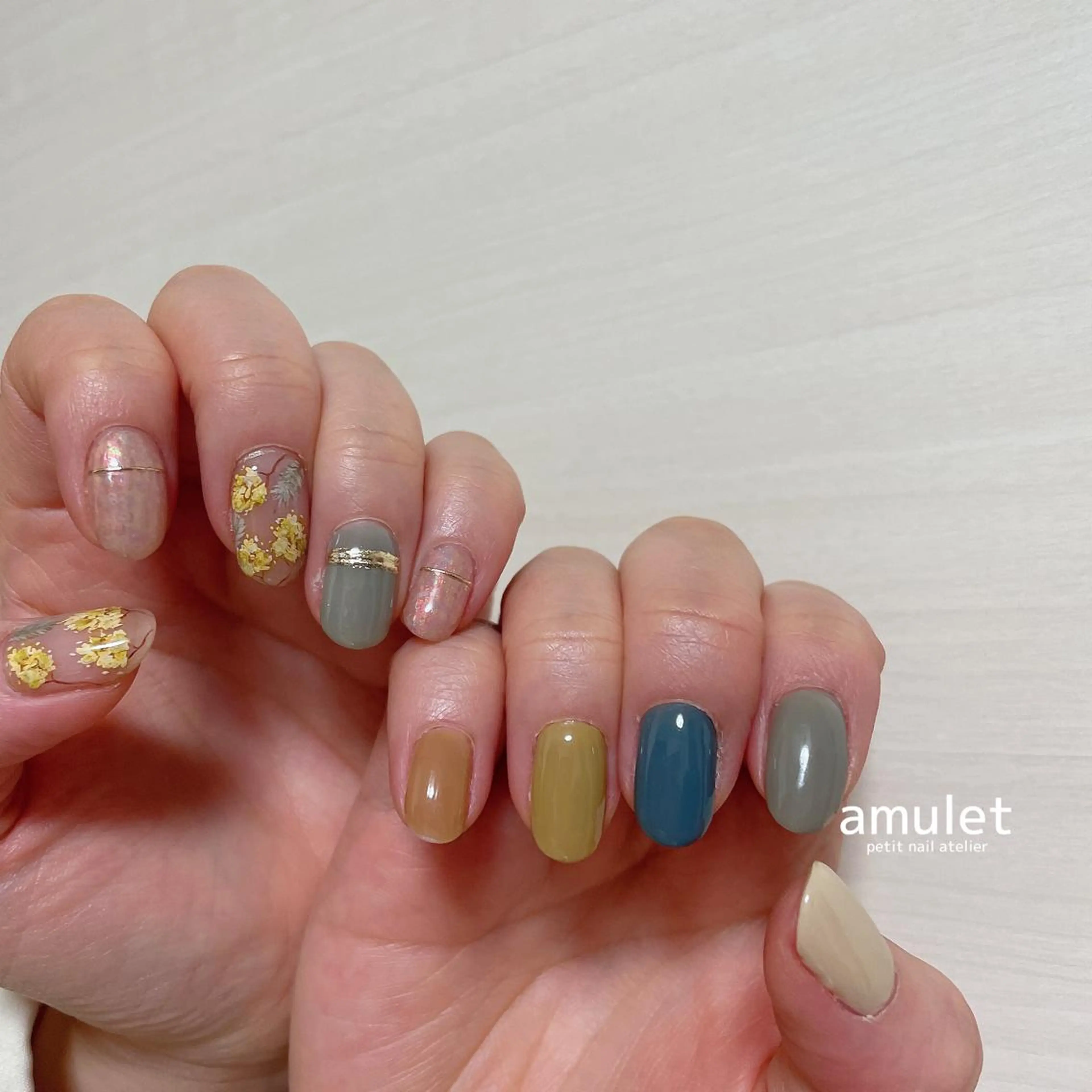 ネイル アートネイル フラワーネイル ニュアンスネイル 春ネイル amulet TOMOMIのネイルデザイン