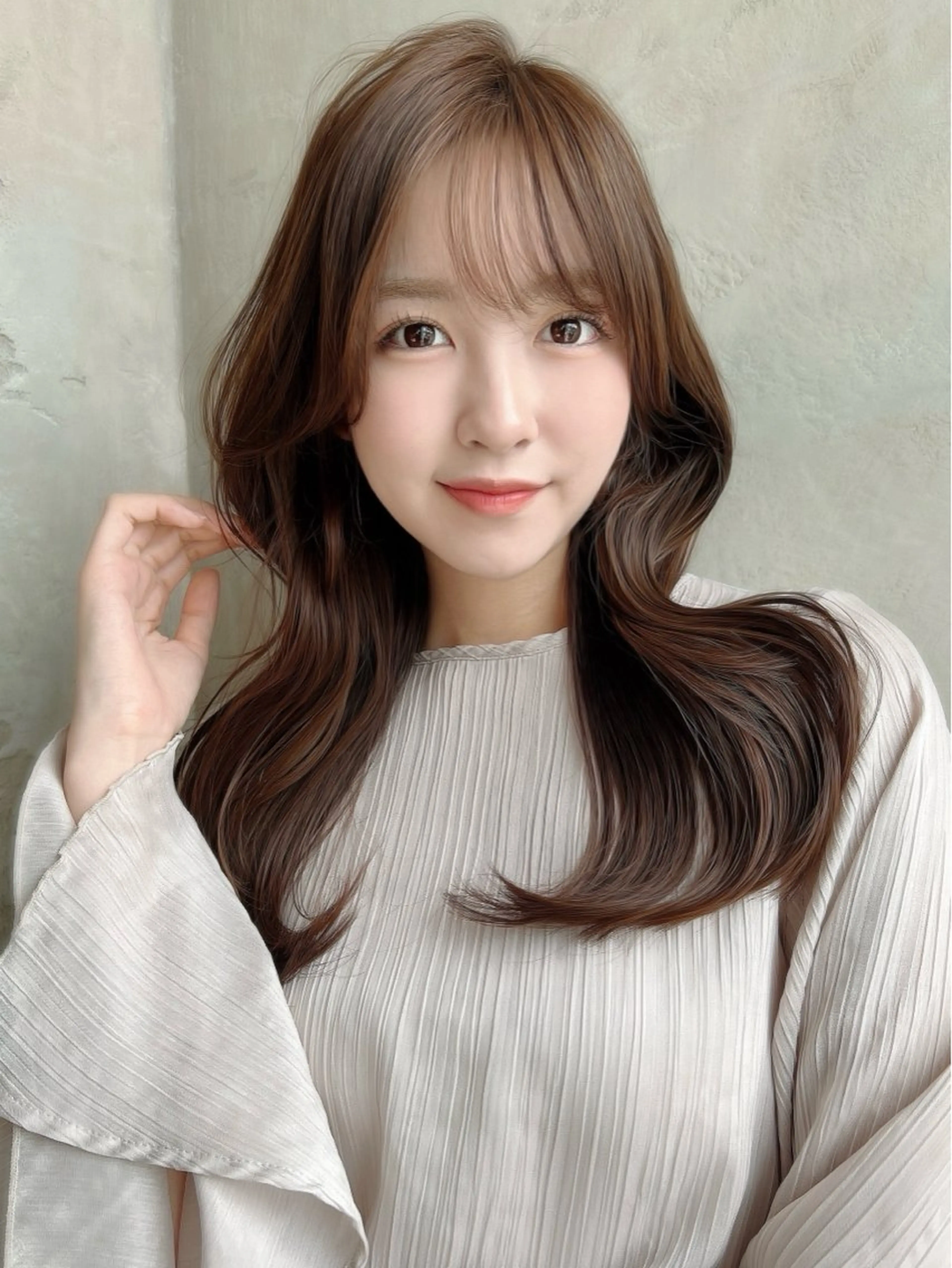 ロング カラー パーマ カット ヘアカラー トリートメント 新宿✨顔周りカット 韓国ヘア/坂本亜裟海のヘアスタイル