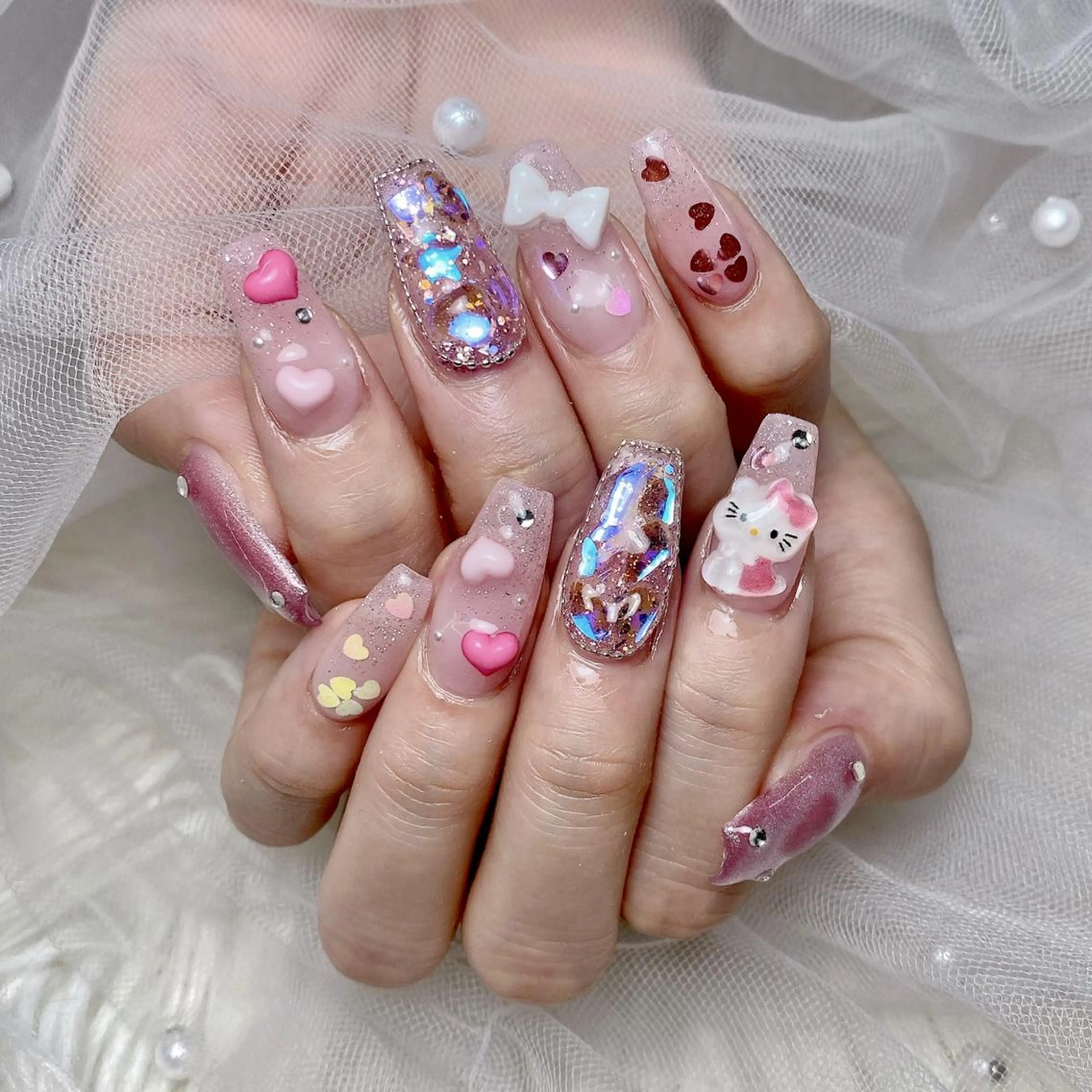 ネイル 長さ出し フレンチネイル ジェルネイル ガラスフレンチ 韓国ネイル HD Studioのネイルデザイン