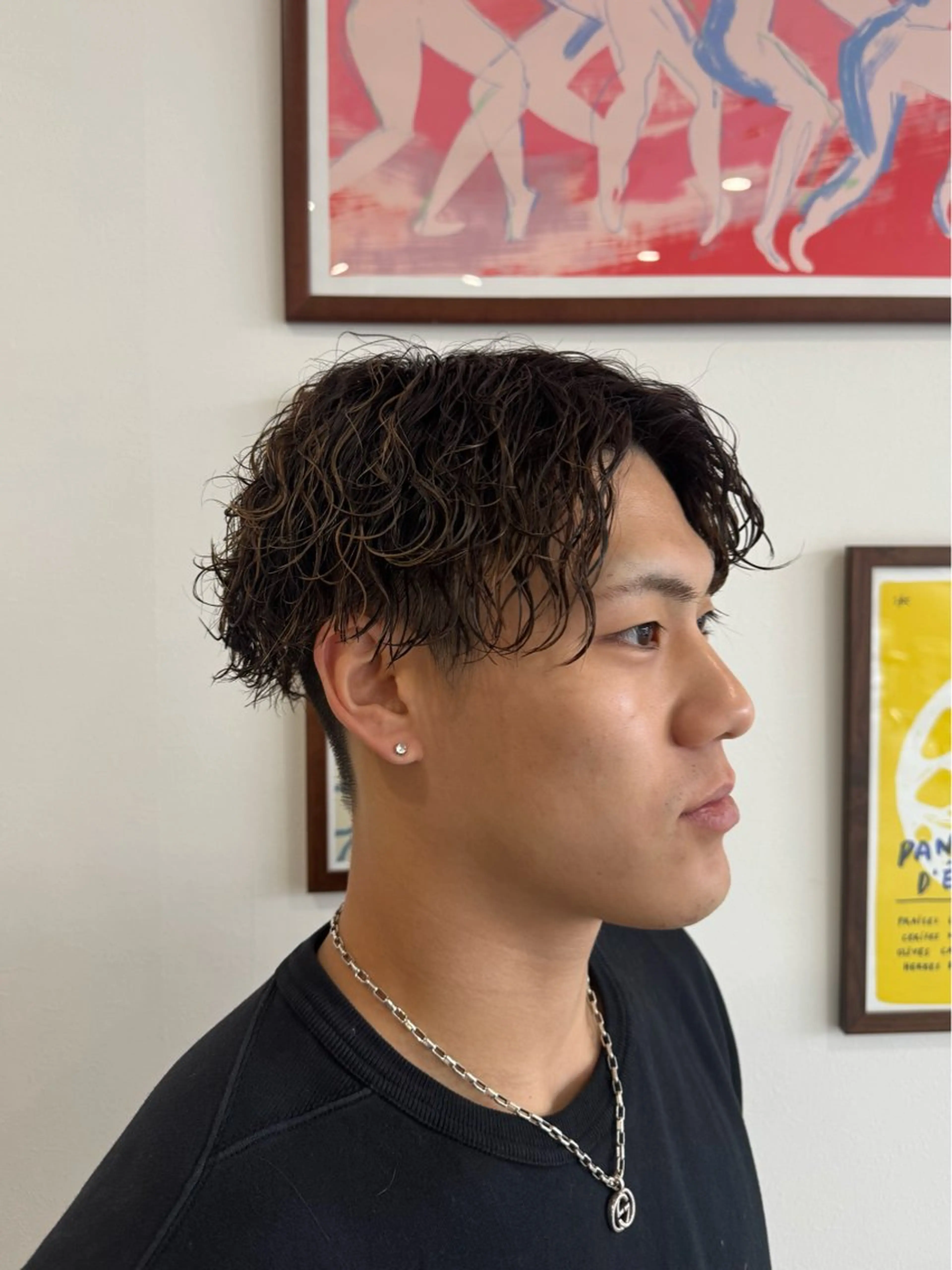 ショート パーマ メンズ カット パーマ 作野 凌都のヘアスタイル