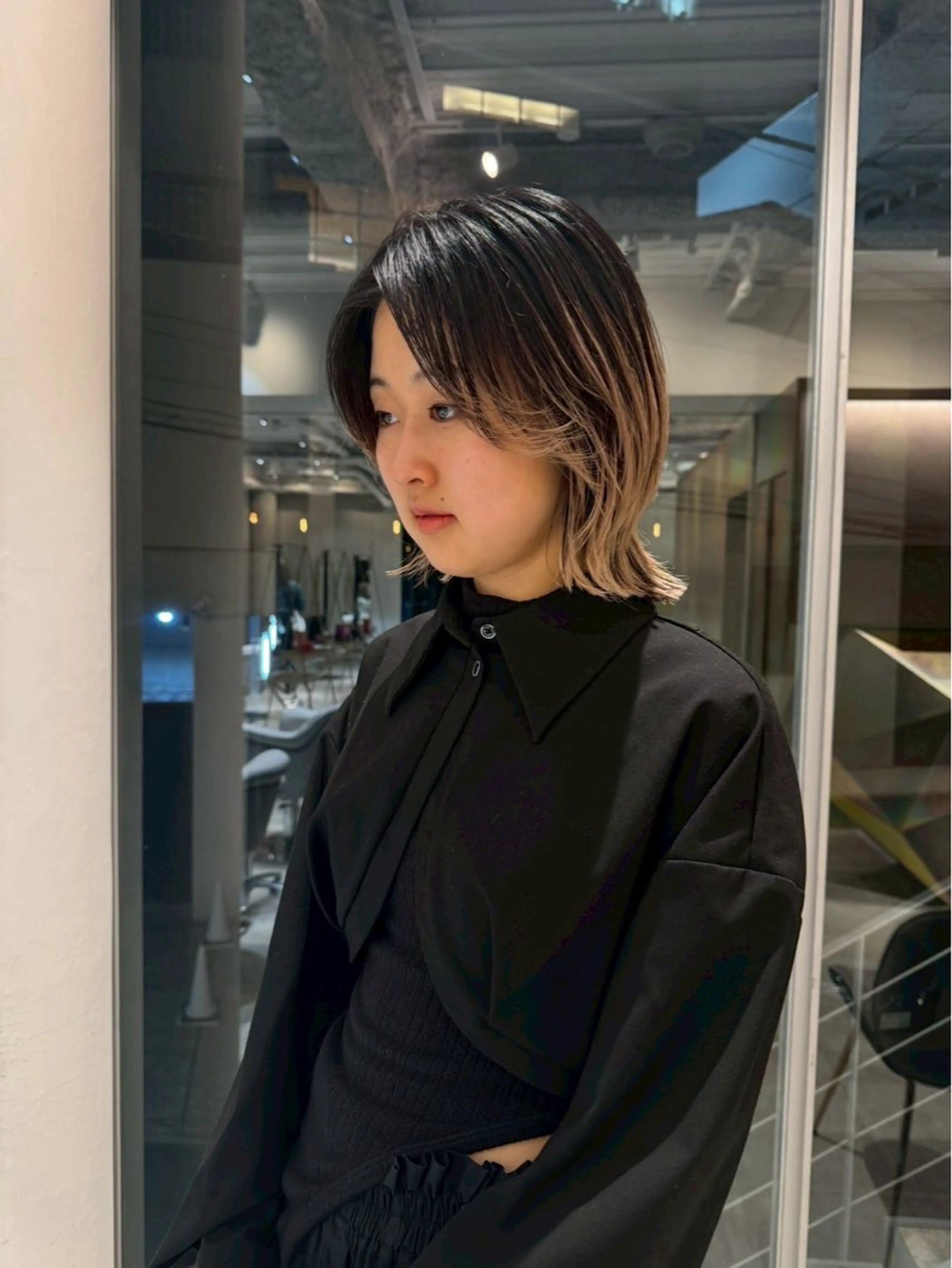 ミディアム カラー デザインカラー ウルフカット レイヤー/ベージュ /🪽山本唯我のヘアスタイル