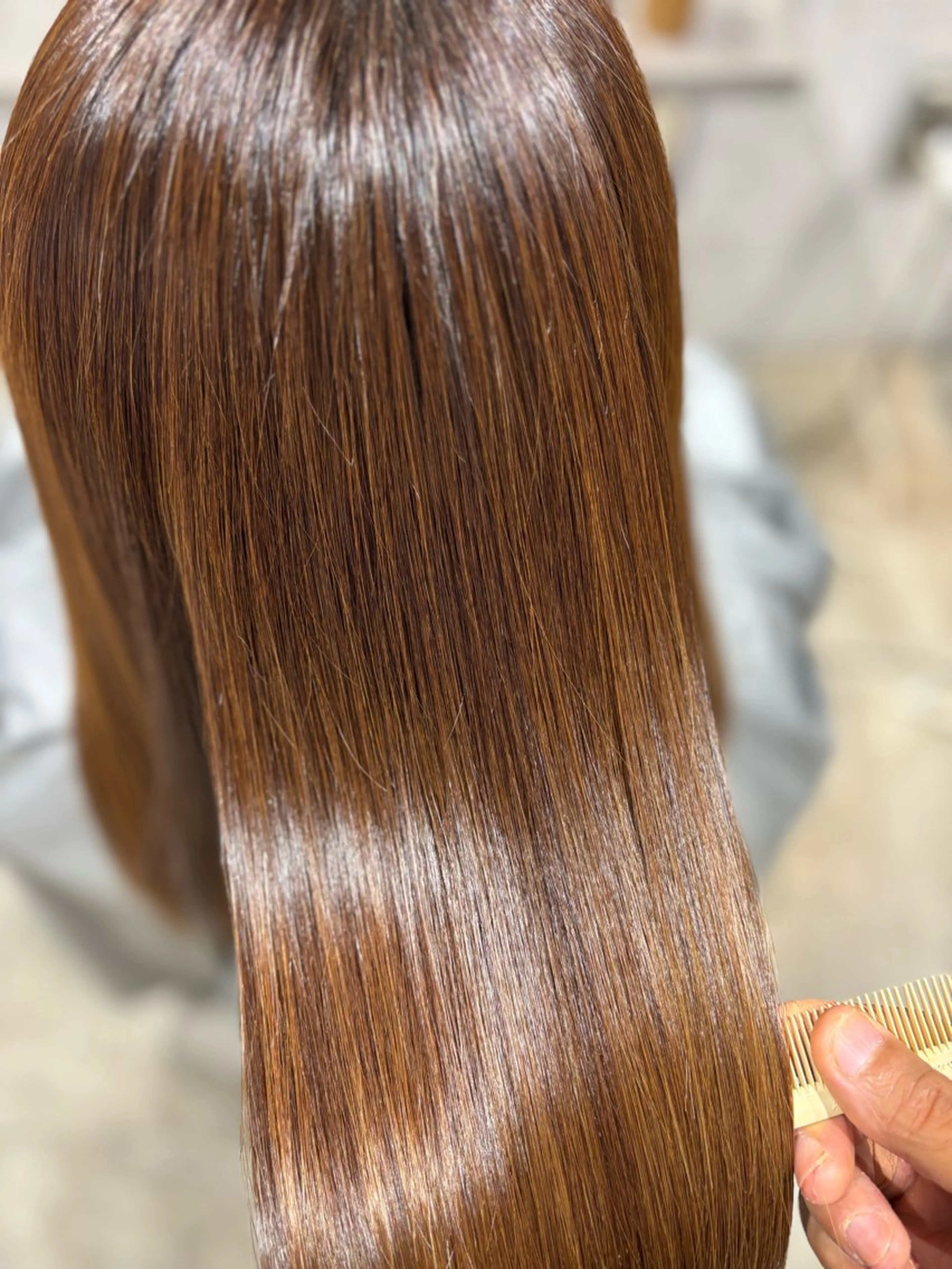 セミロング 酸性ストレート 縮毛矯正 トリートメント 艶髪酸性ストレート /髪質改善/寺田警二のヘアスタイル