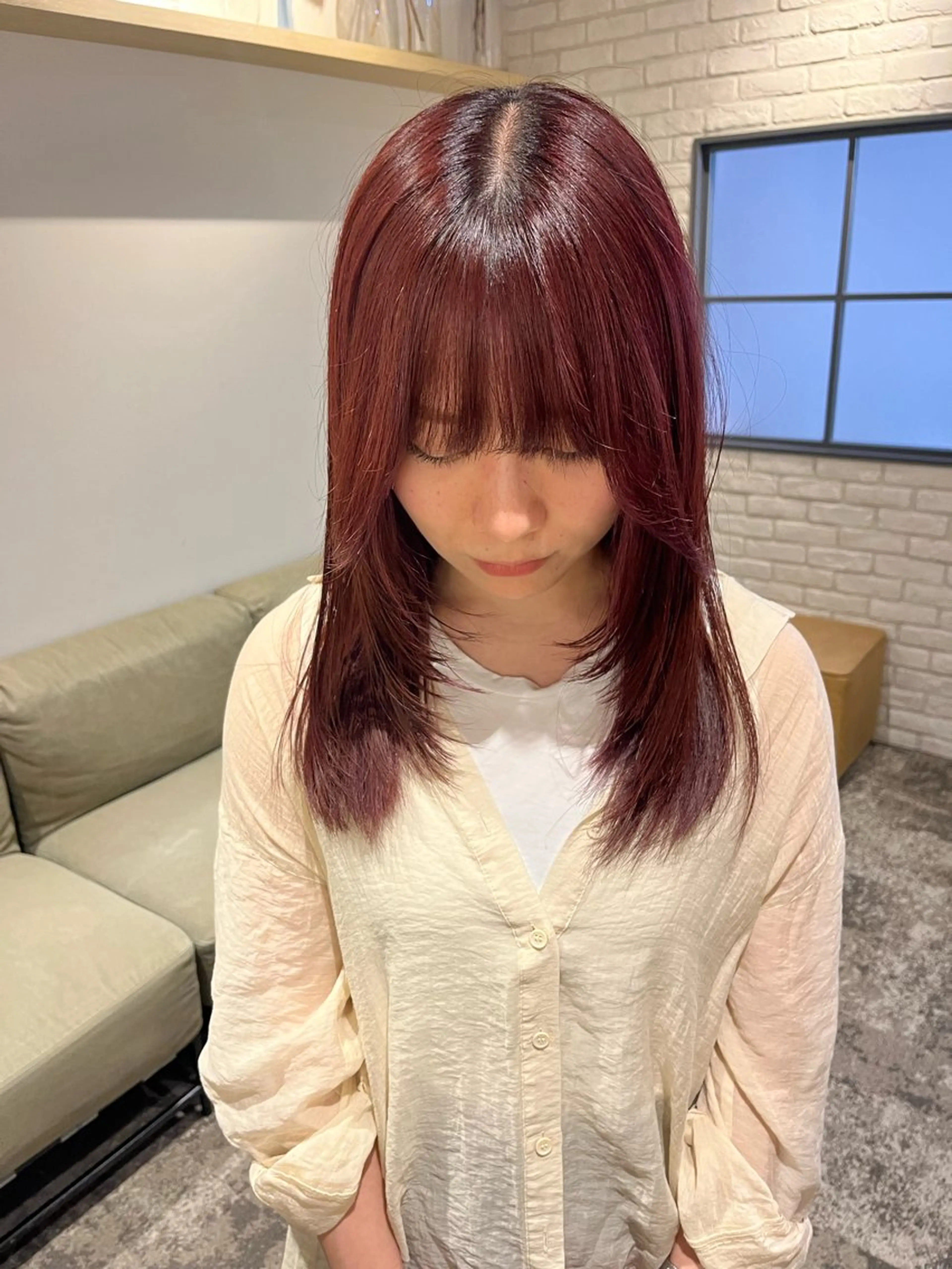 ミディアム 髪質改善 HALO hair salon【ヘイロー】所属・暖色カラー🟥ショウ ✖️ウルフ&レイヤーのヘアスタイル