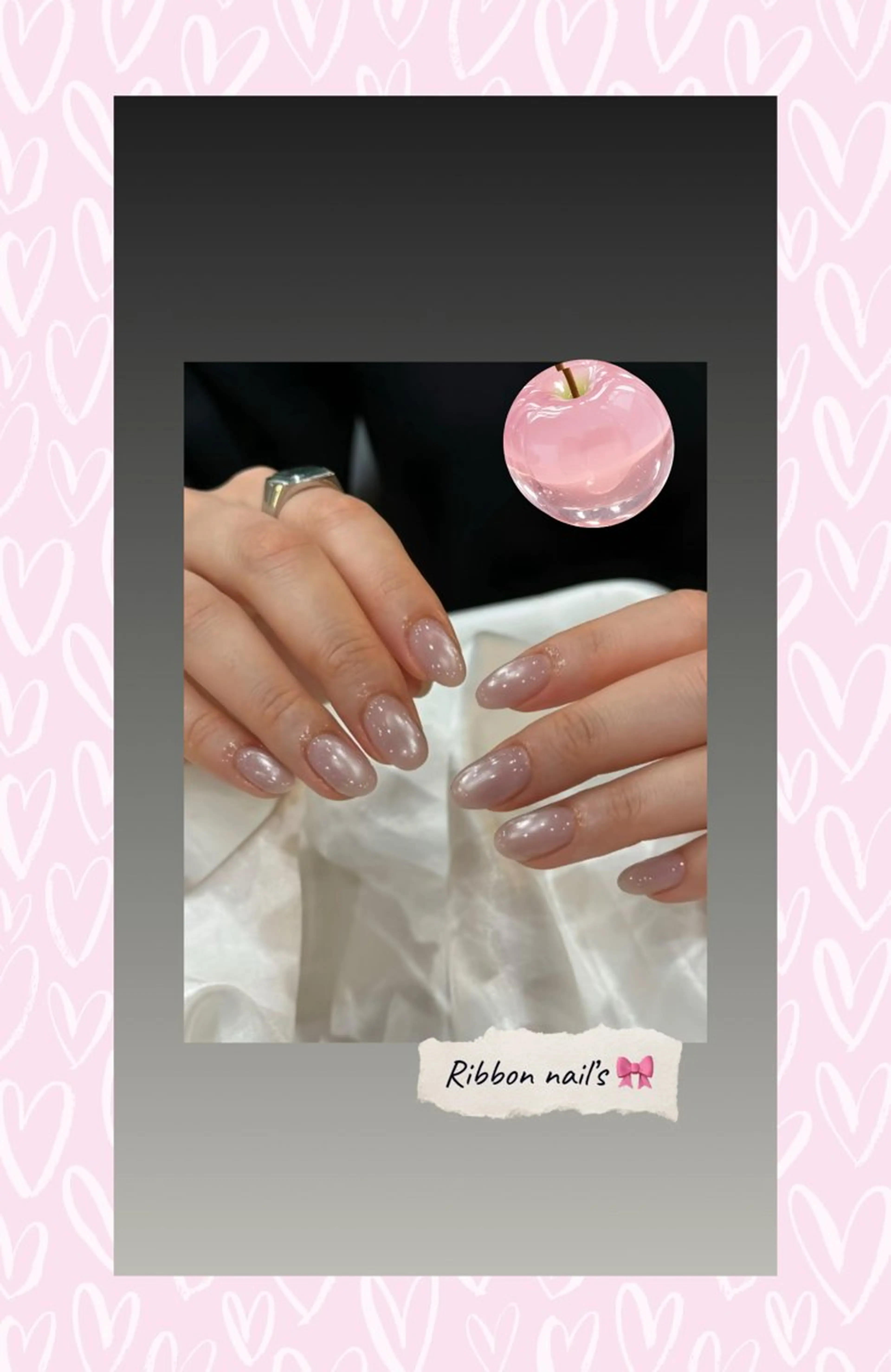 ネイル フレンチネイル ジェルネイル マグネットネイル 持ち込み ニュアンスネイル ハンドネイル Ribbonnail staffのネイルデザイン