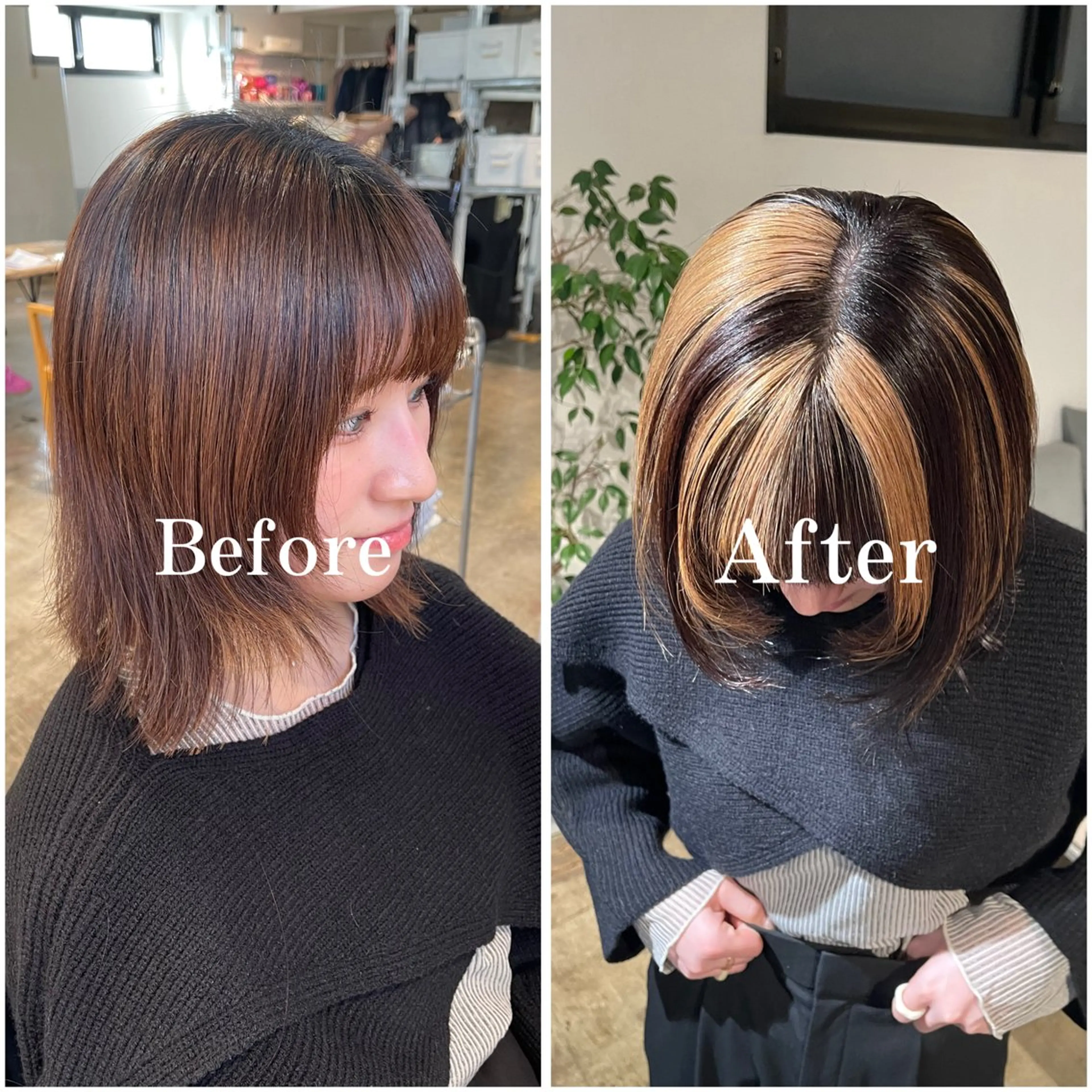 ミディアム カラー ブリーチ ケアブリーチ デザインカラー 似合わせカット ムラ修正/ ハイトーン💖Riaのヘアスタイル