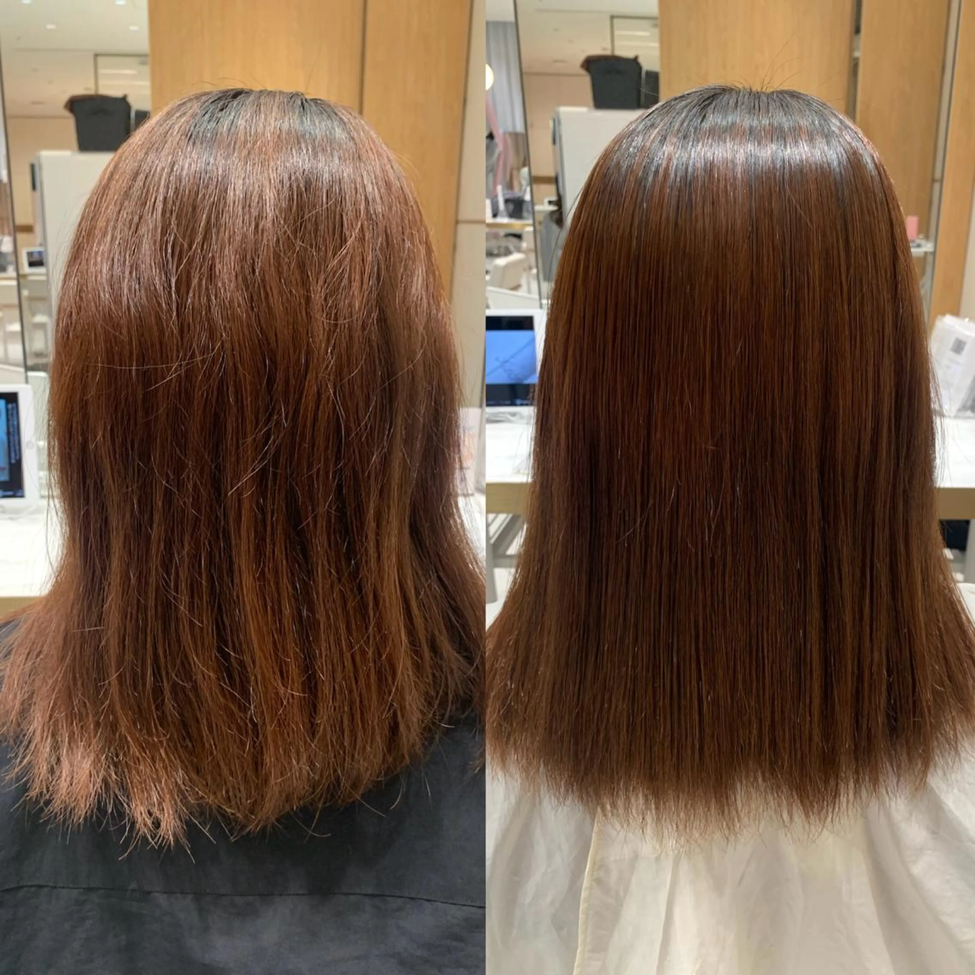 ミディアム 縮毛矯正 トリートメント 内田 志乃のヘアスタイル