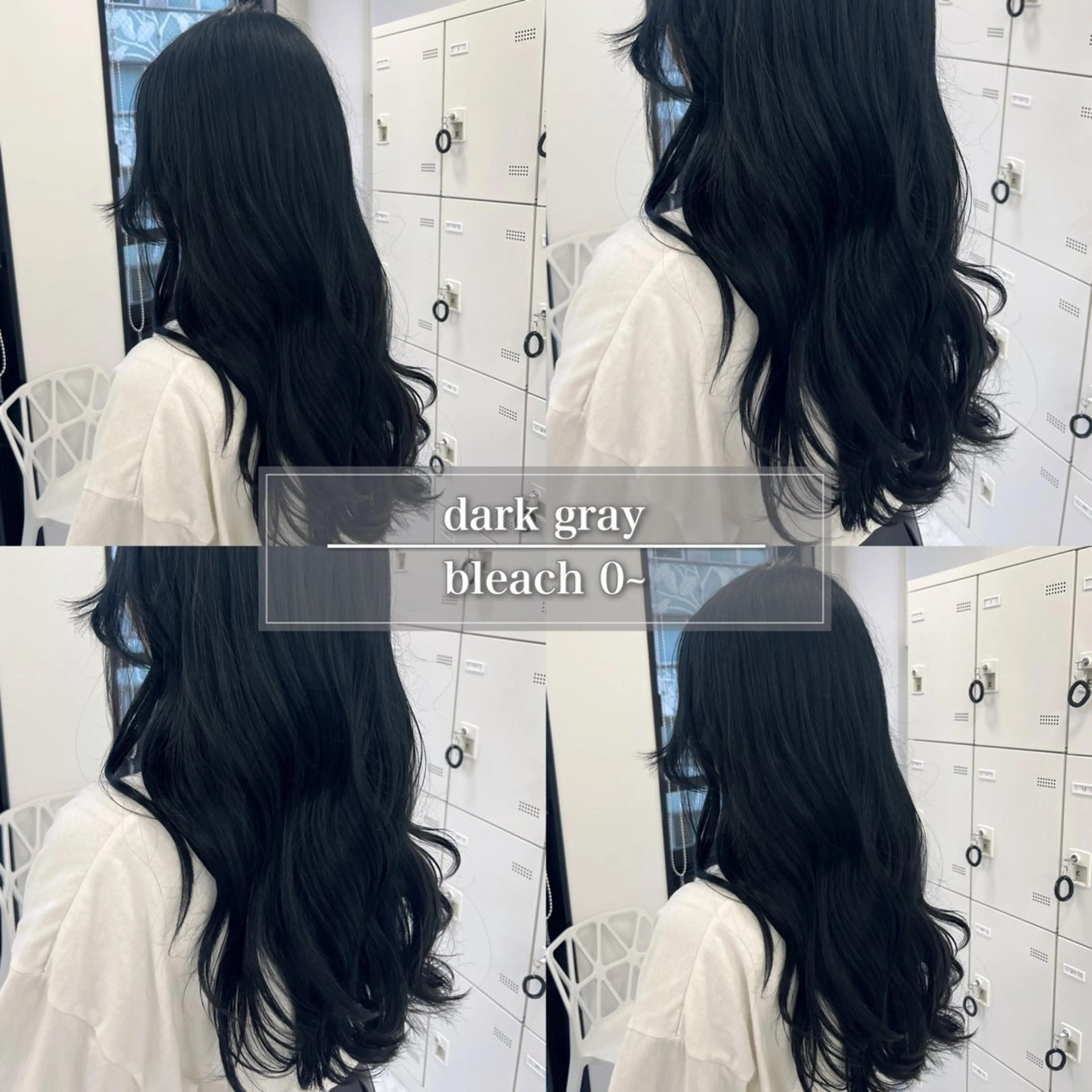 セミロング カラー 黒髪 ブリーチ ブルーカラー ブルーブラック ダークグレー ヘアカラー トリートメント ハイトーン/ 髪質改善/上質艶髪のヘアスタイル