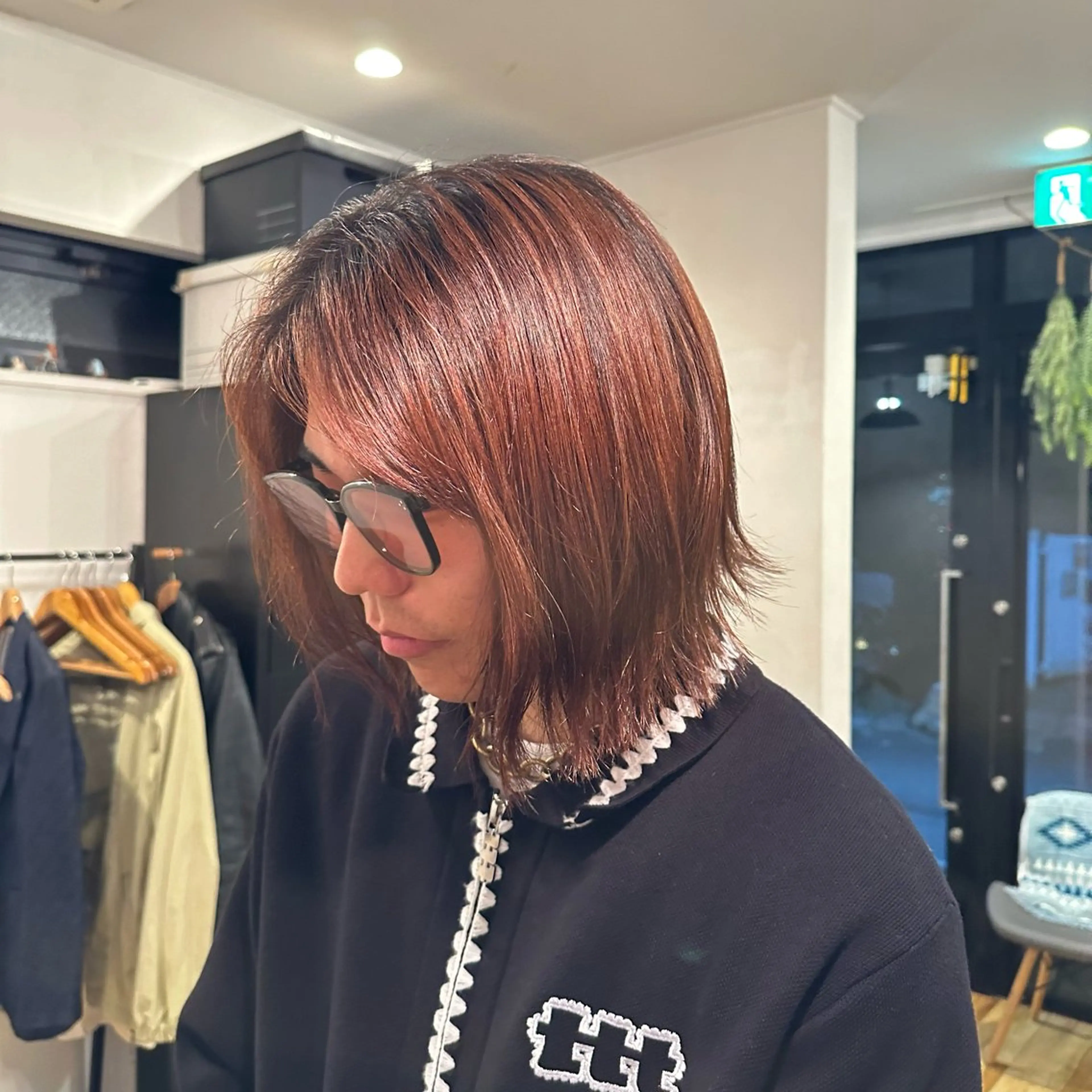 ミディアム カラー メンズ ミディアムパーマ メンズパーマ メンズウルフカット ブラウンカラー テラコッタ カット ヘアカラー トリートメント 【メンズヘア】 原宿/Kasumiのヘアスタイル