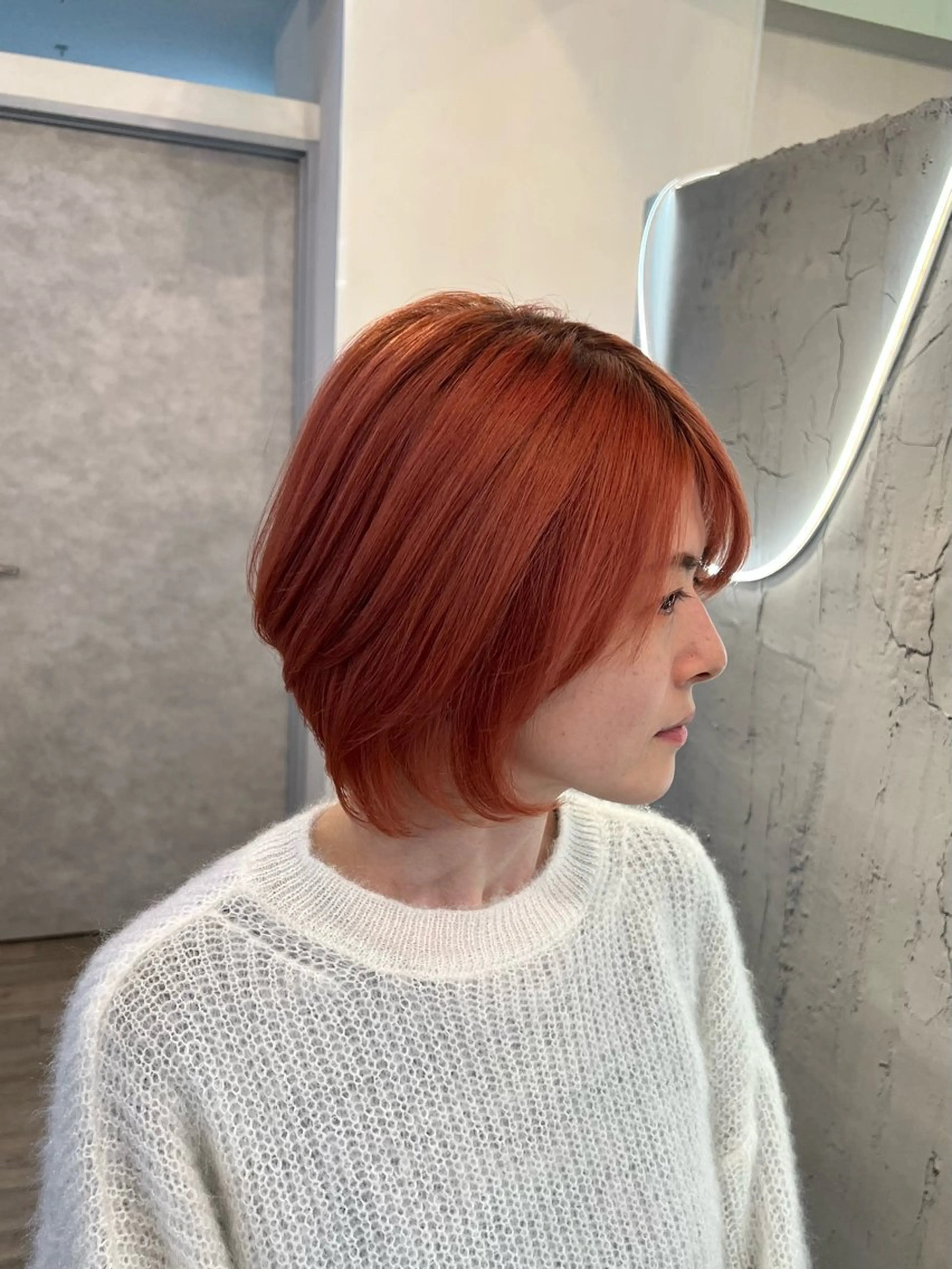 ショート カラー ショートボブ オレンジ オレンジレッド レッドカラー ボブ カット ヘアカラー トリートメント いぐちしょうた🫧 VISAGEbaskのヘアスタイル