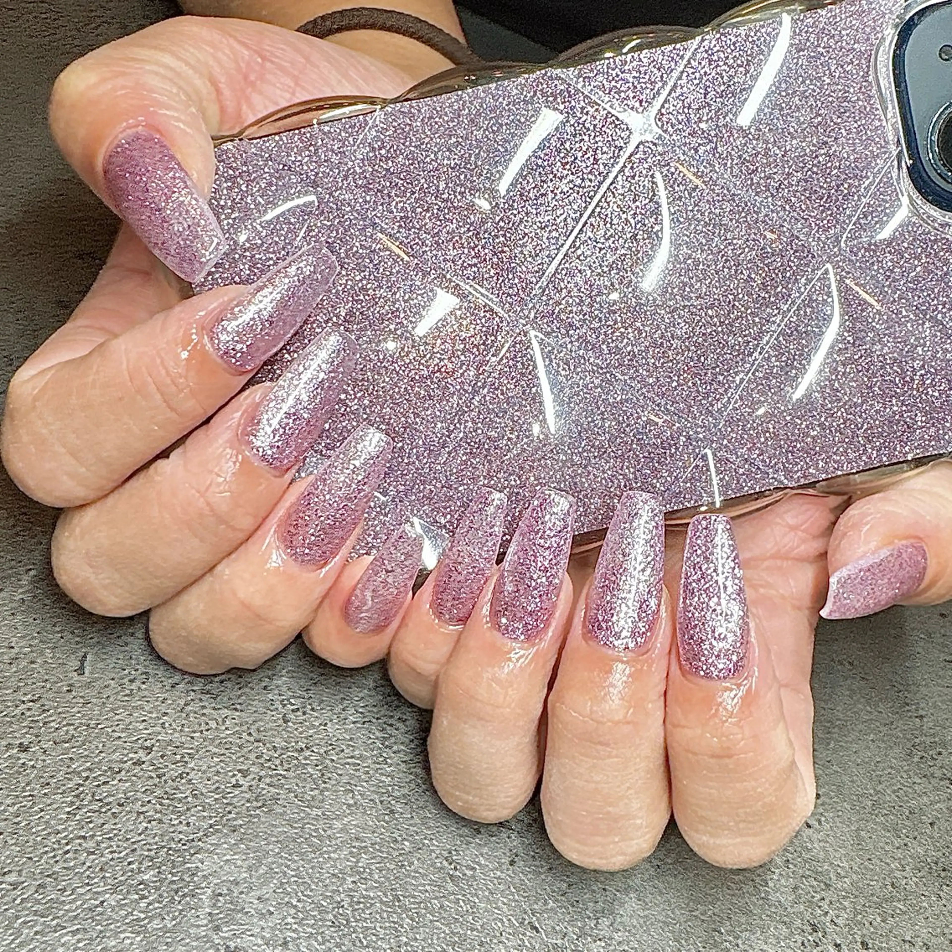 ネイル ラメ(グリッター) スカルプネイル しば まなみのネイルデザイン