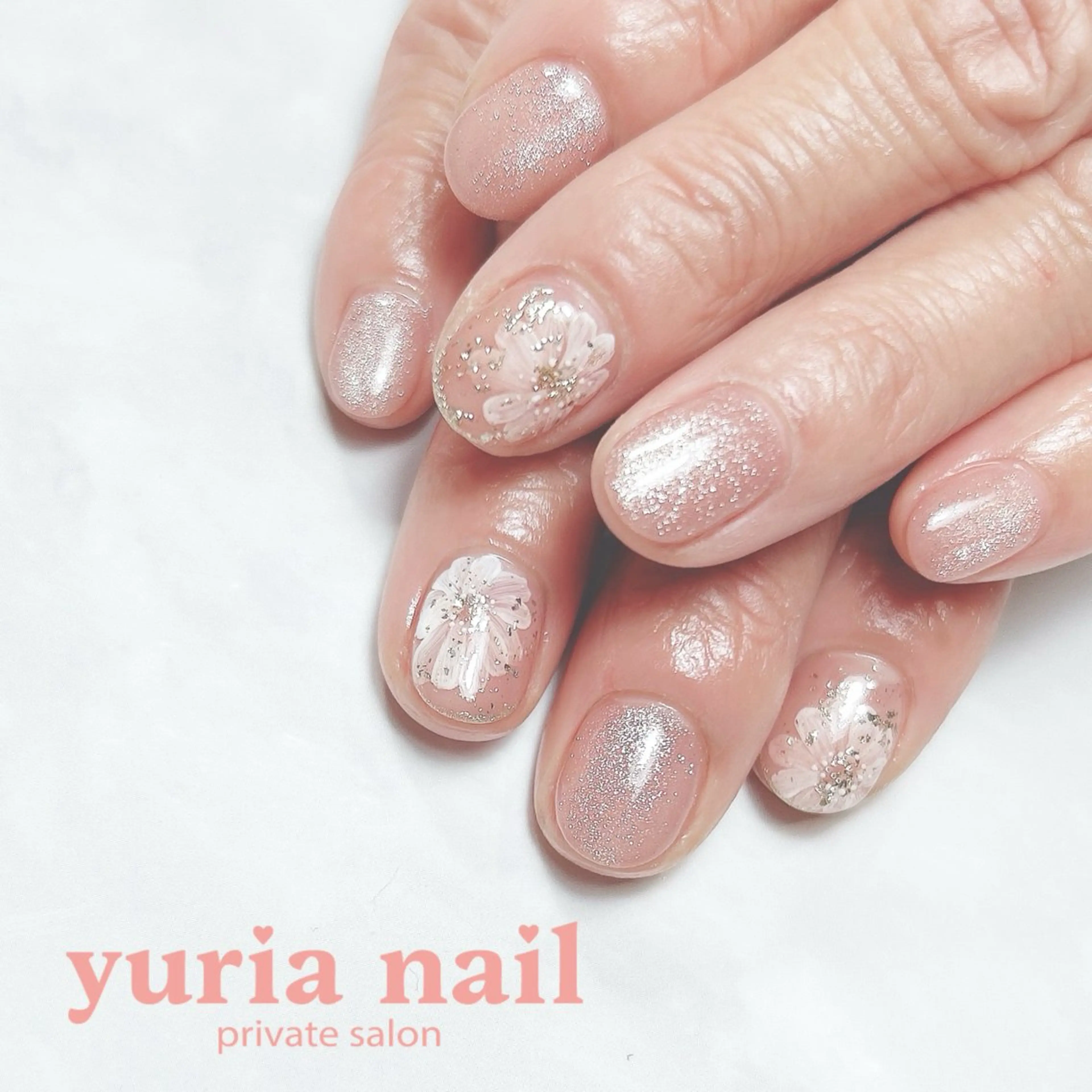 ネイル フラワーネイル ジェルネイル マグネットネイル ピンク 春ネイル ハンドネイル 小林 ゆりあのネイルデザイン