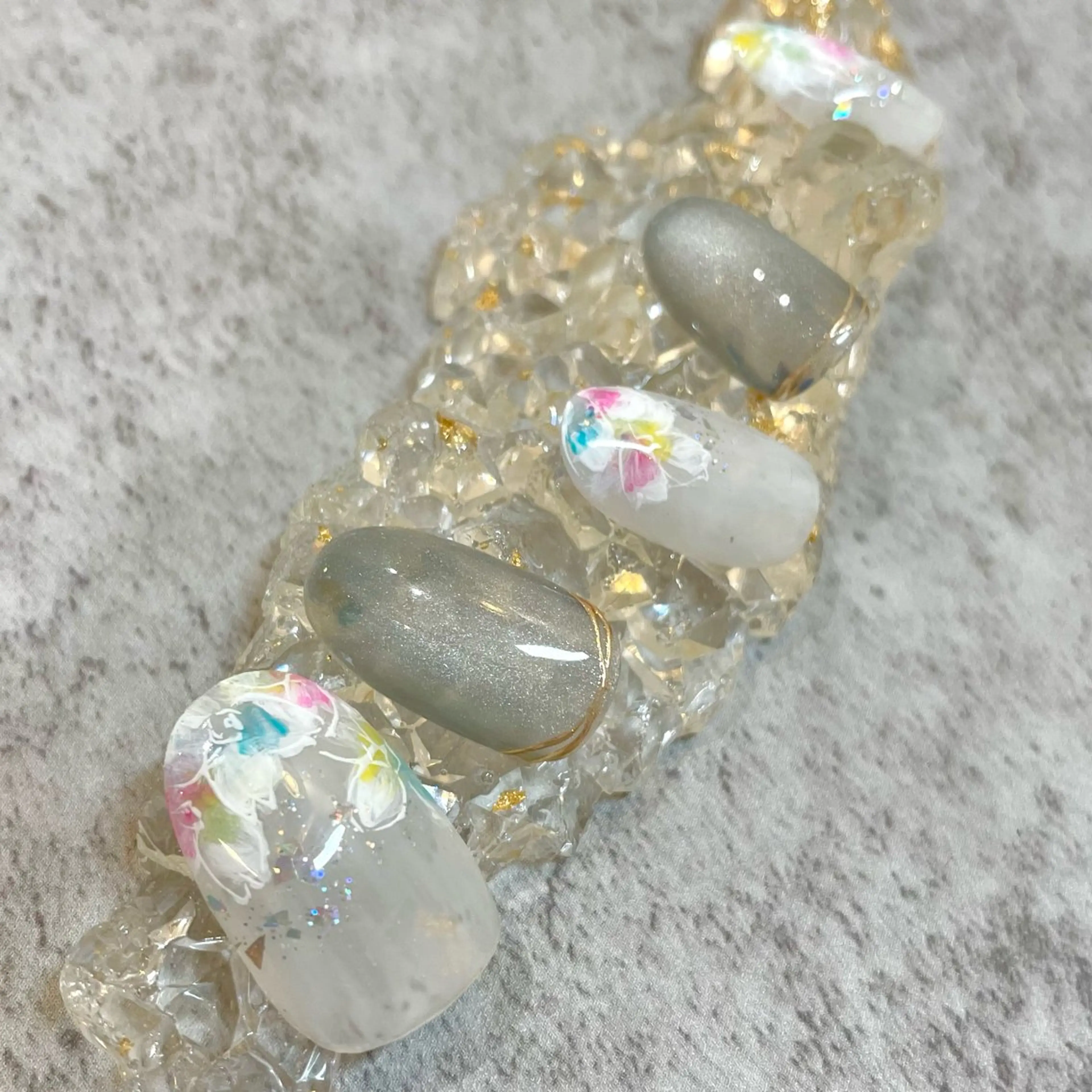 ネイル フラワーネイル フットネイル マグネットネイル ニュアンスネイル ショートネイル Seemly 千田町店所属・フラワーパラジェル 🌸シームリーエミのネイルデザイン