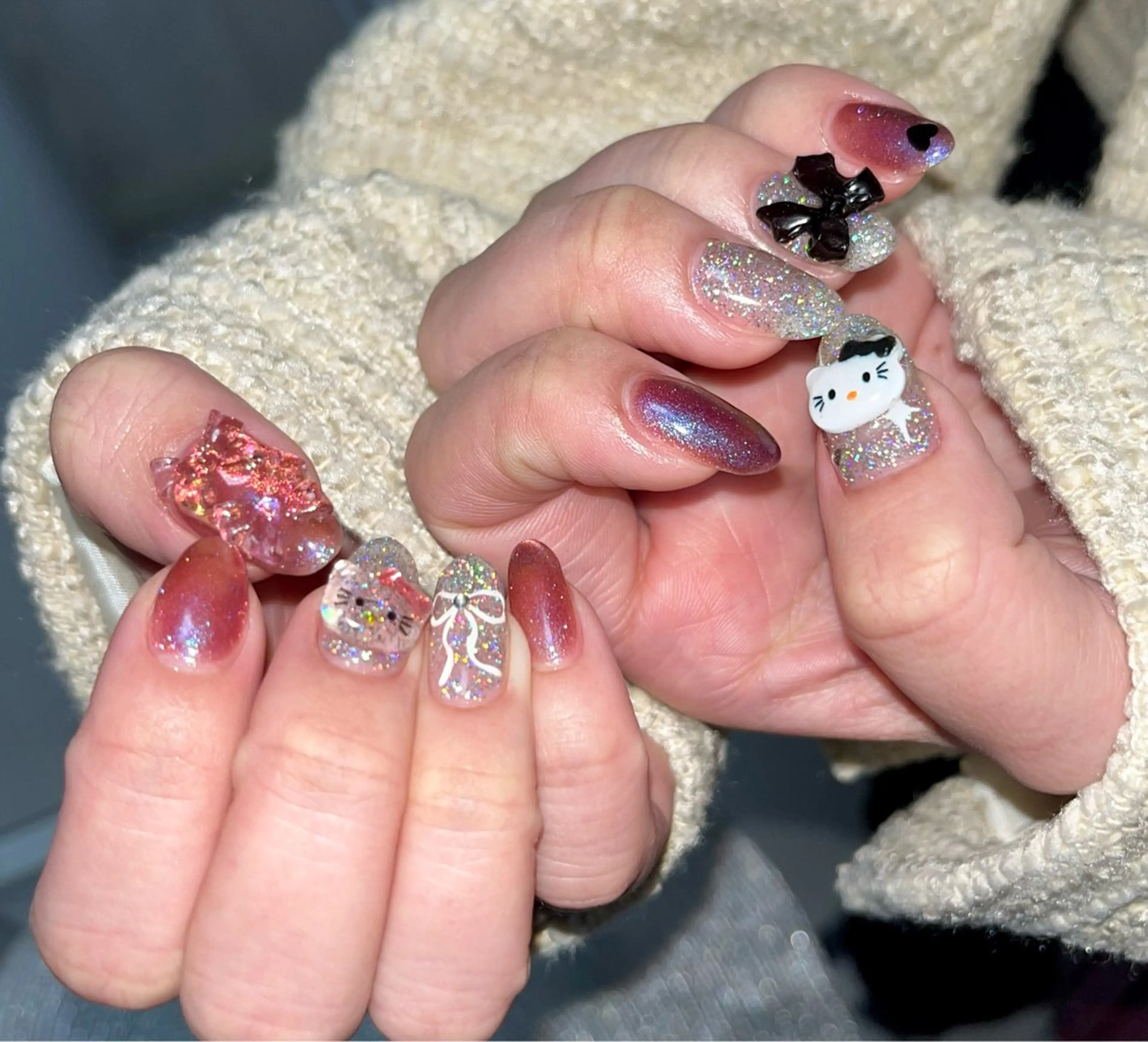 ネイル フラッシュネイル リボン NailByua 武蔵新城徒歩4分のネイルデザイン