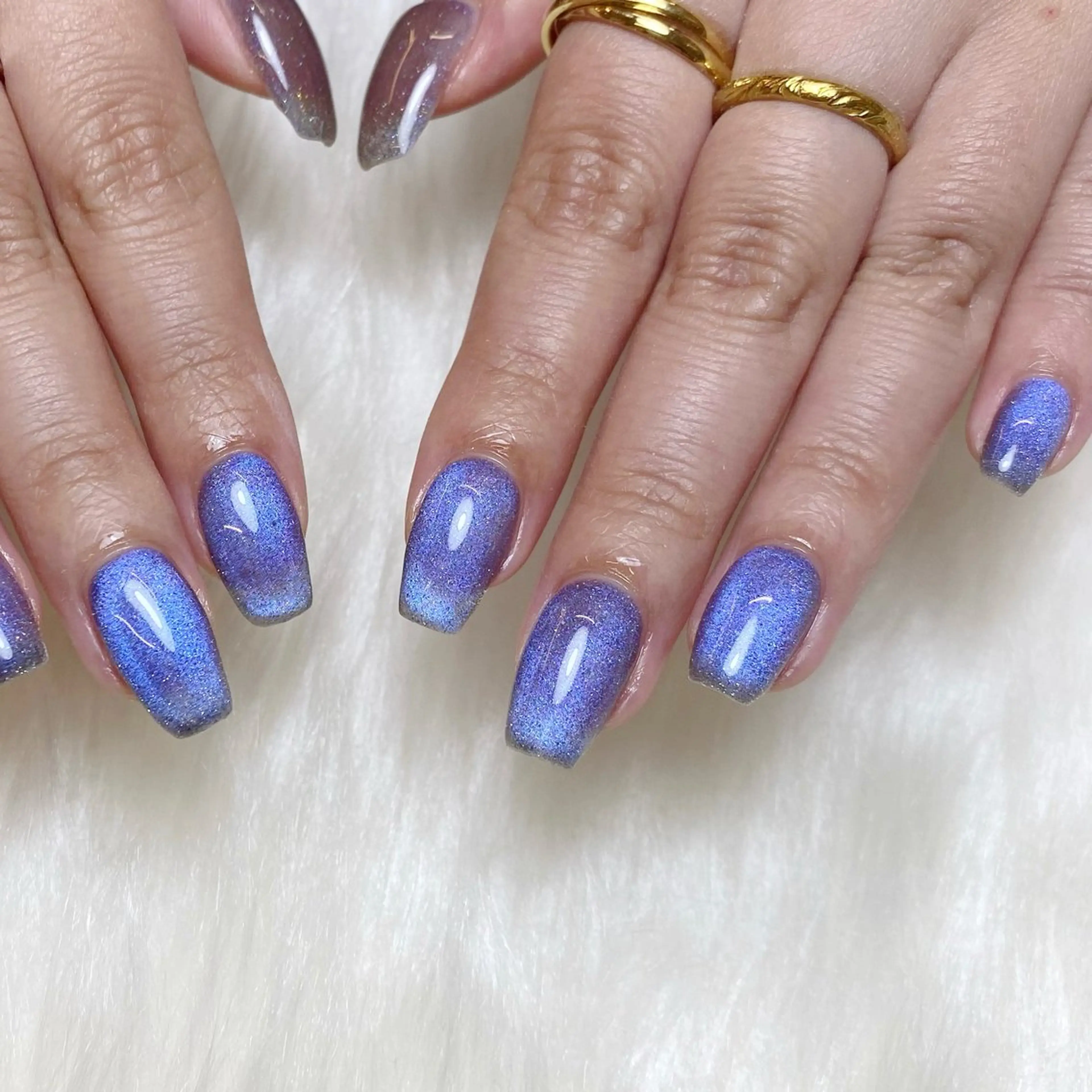 ネイル ブルー 長さ出し フラッシュネイル フットネイル フレンチネイル fein. miku🎀🍼のネイルデザイン